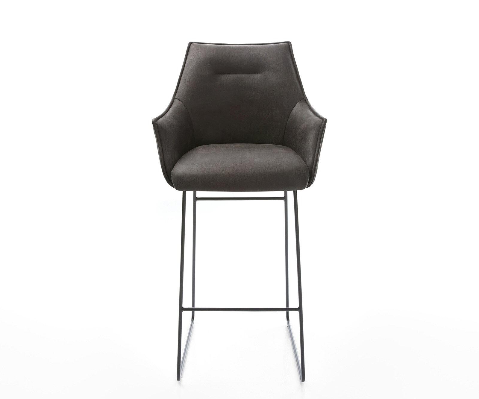 Chaise-de-bar Alja-Flex microfibre anthracite vintage cadre à patins métal noir ressorts ensachés 2