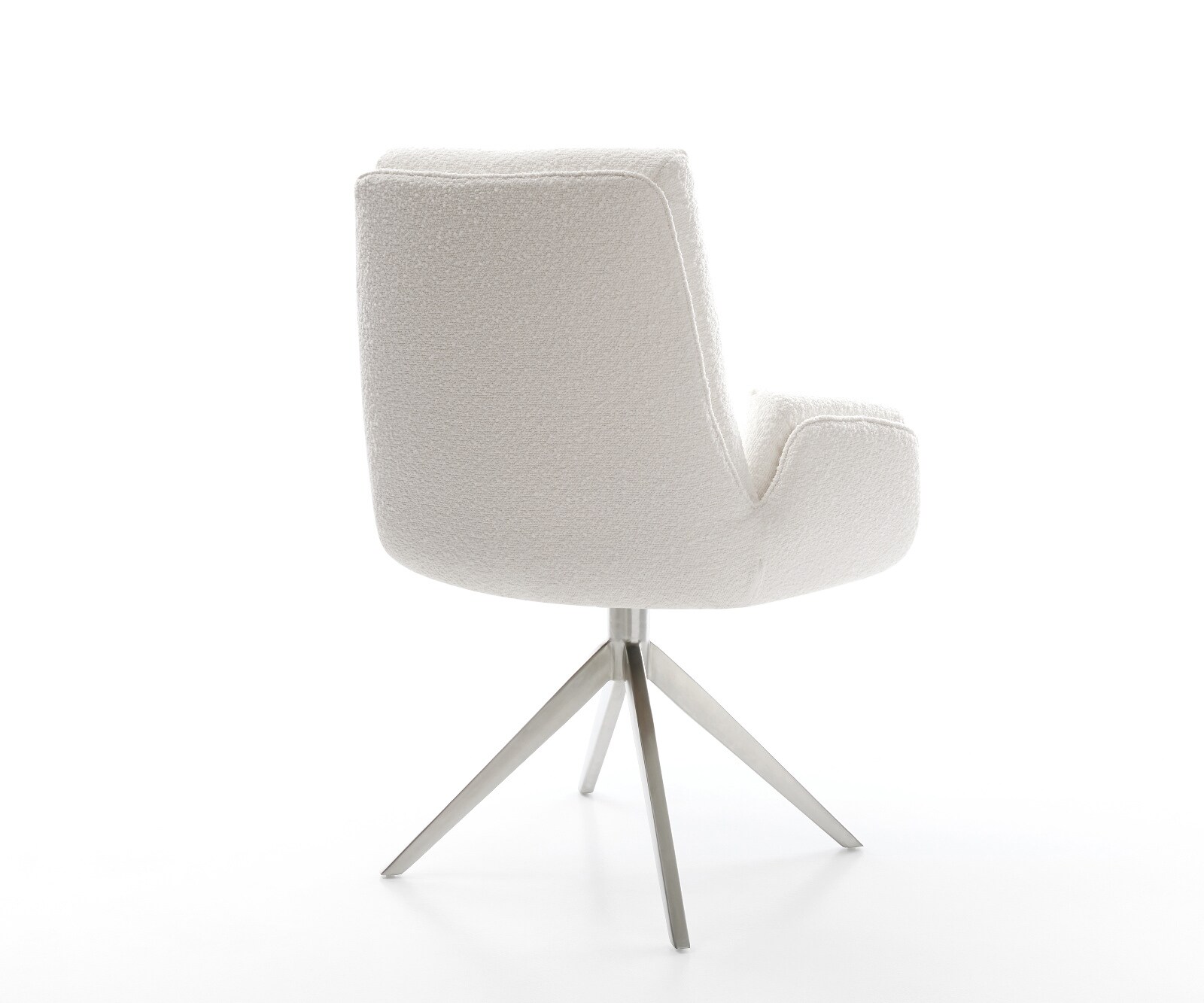 Chaise-pivotante Clea-Flex bouclé crème-blanc pied croisé large acier inoxydable pivotement sur 360° fonction bascule 4