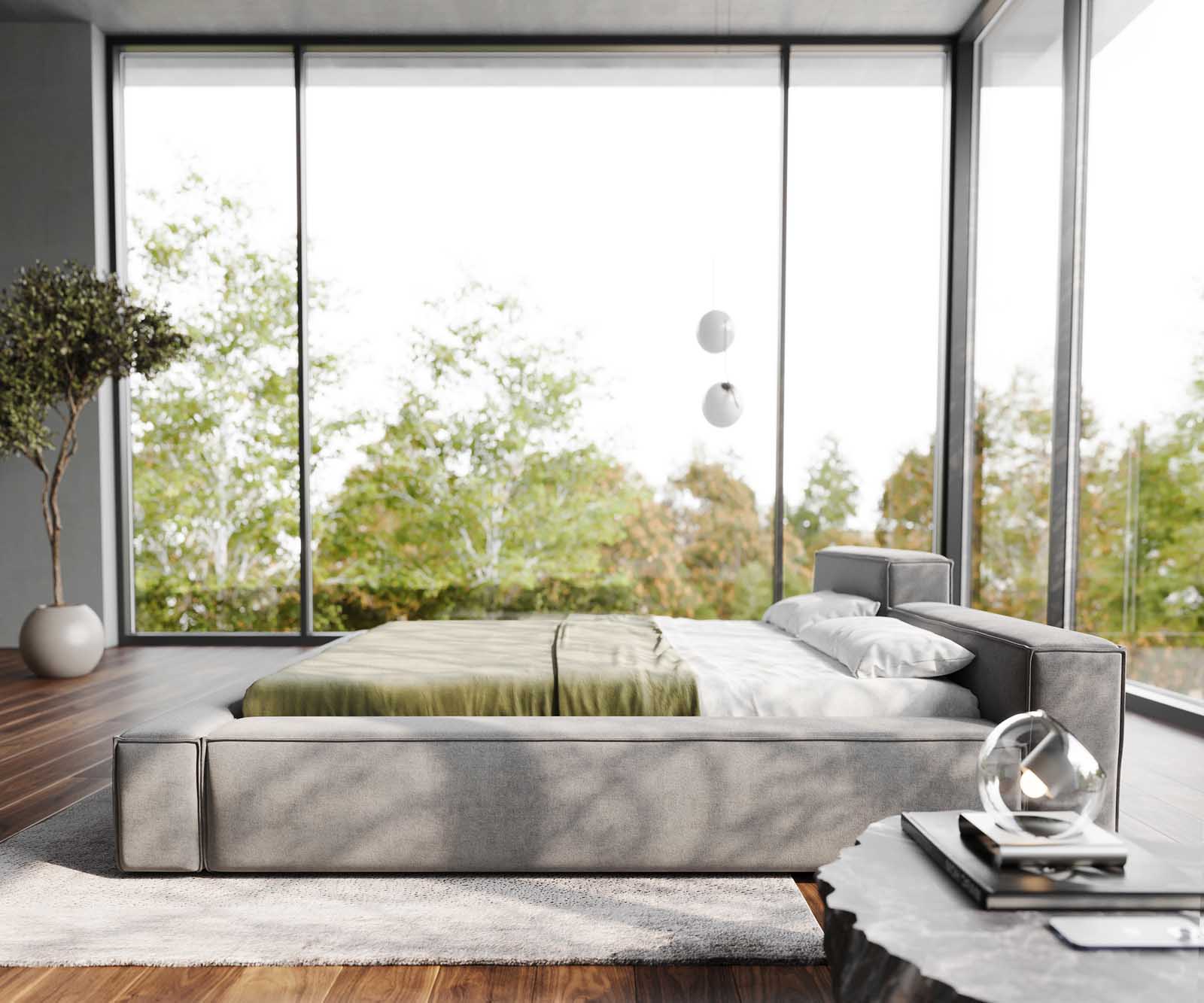 Polsterbettgestell Kalinea 140x200 cm Mikrofaser Grau 3 Polsterbettgestell Kalinea 140x200 cm Mikrofaser Grau 3