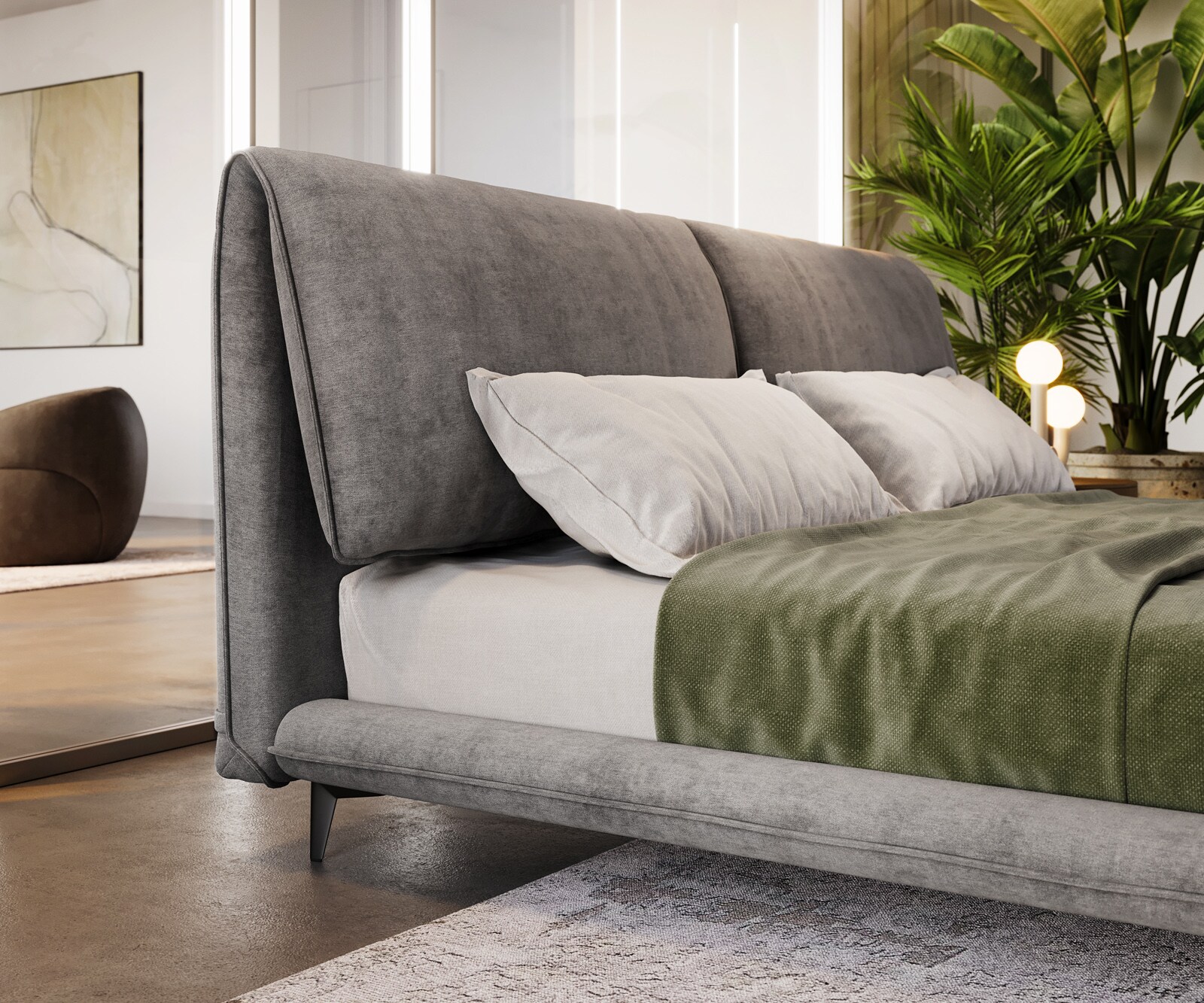 Sommier rembourré Cusino 180x200 cm microfibre grise 4