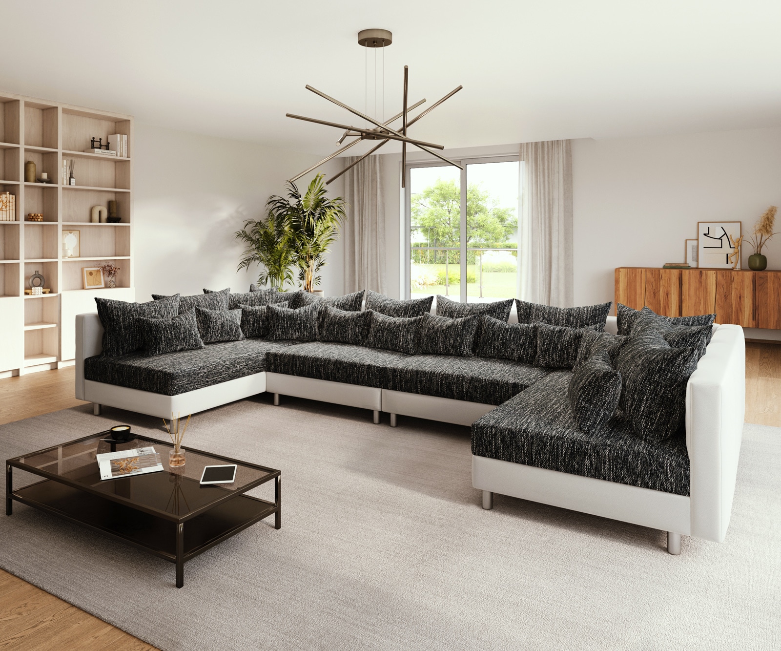 Canapé Clovis XL blanc noir modulaire Canapé Clovis XL blanc noir modulaire