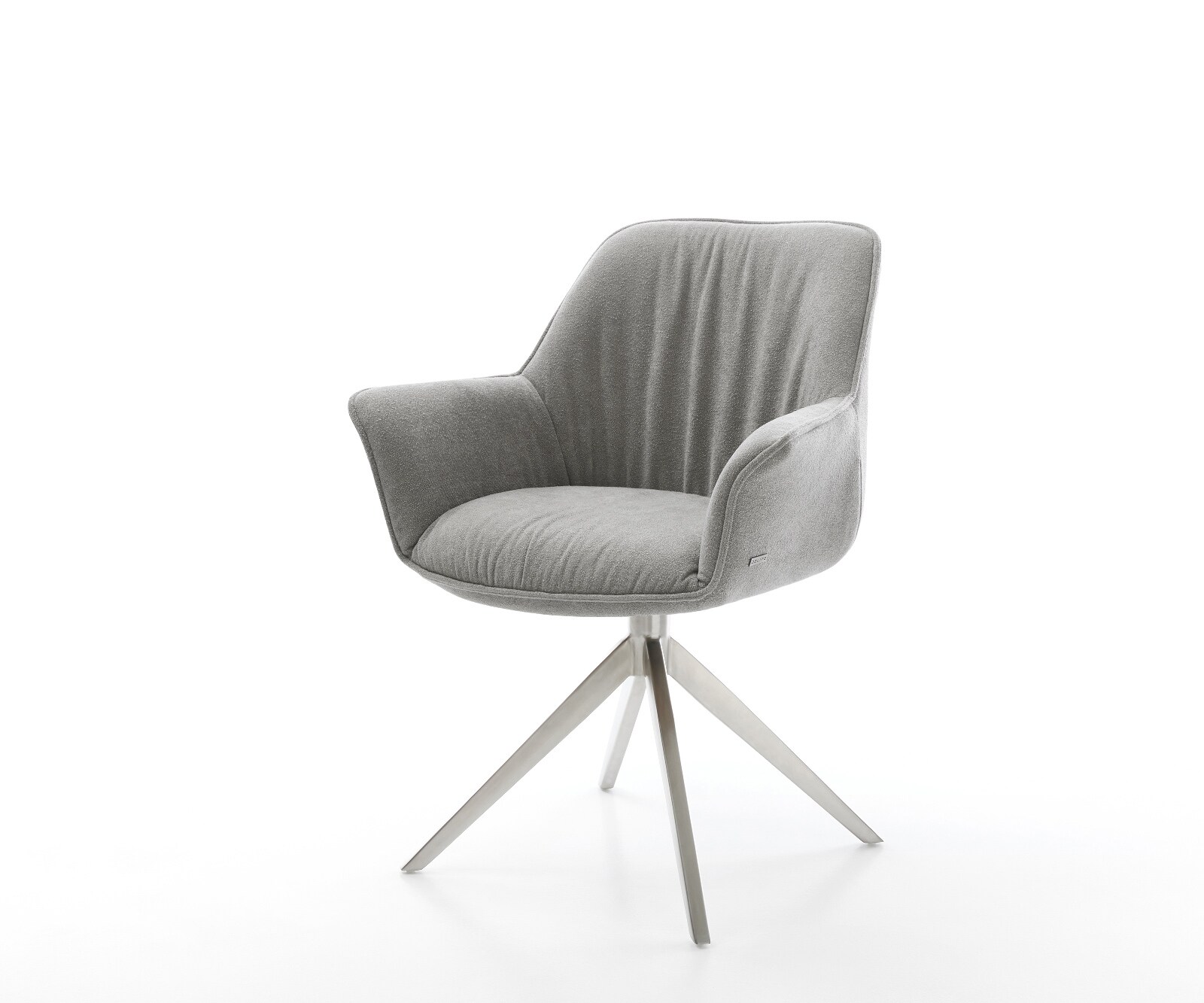 Drehstuhl Keila-Flex mit Armlehnen Strukturstoff Soft Grau Kreuzgestell breit Edelstahl 360° drehbar Wippfunktion 1