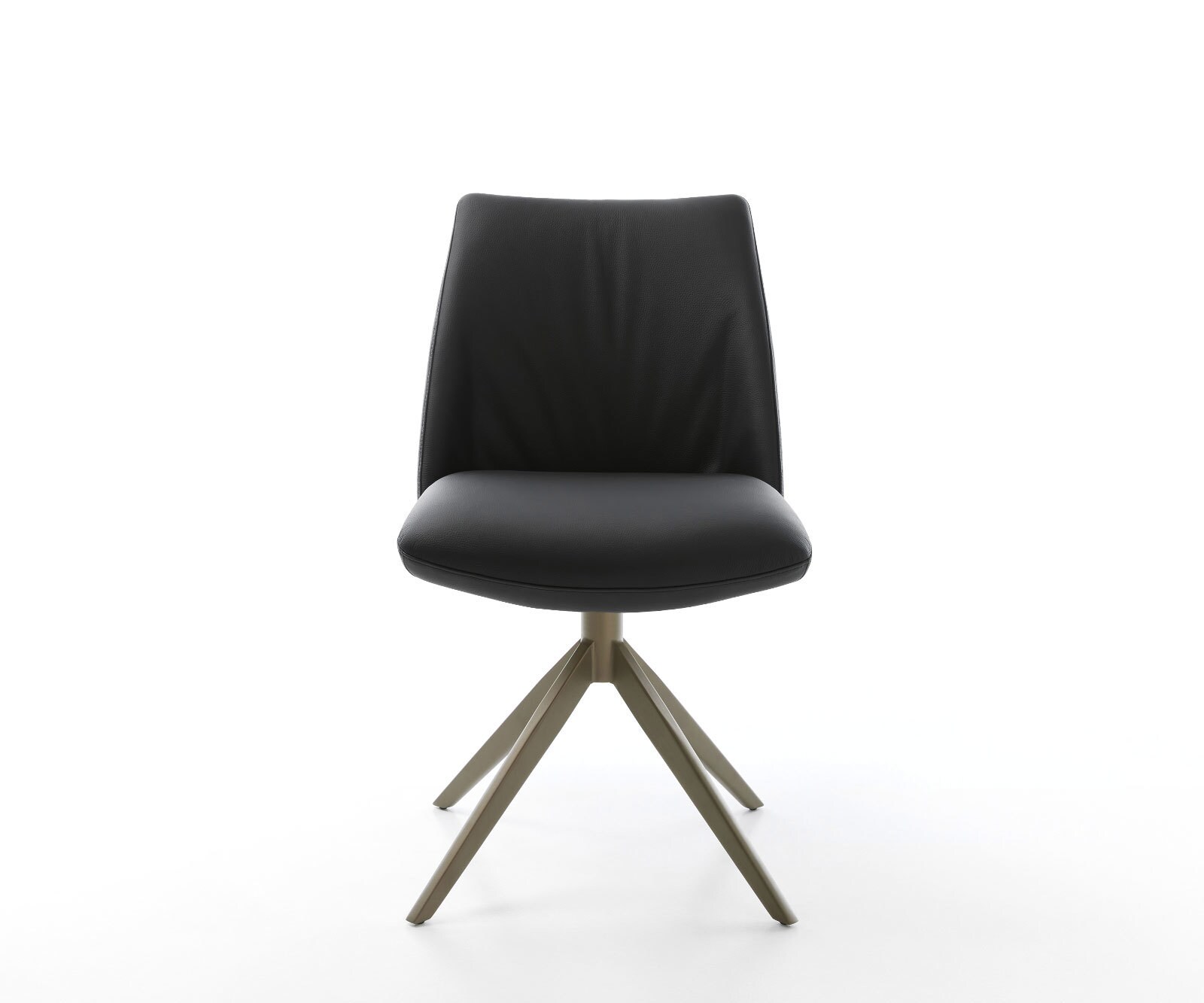 Drehstuhl Elso-Flex Echt-Leder Schwarz Kreuzgestell breit Effektfinish Titan 360° drehbar Wippfunktion Taschenfederkern 1