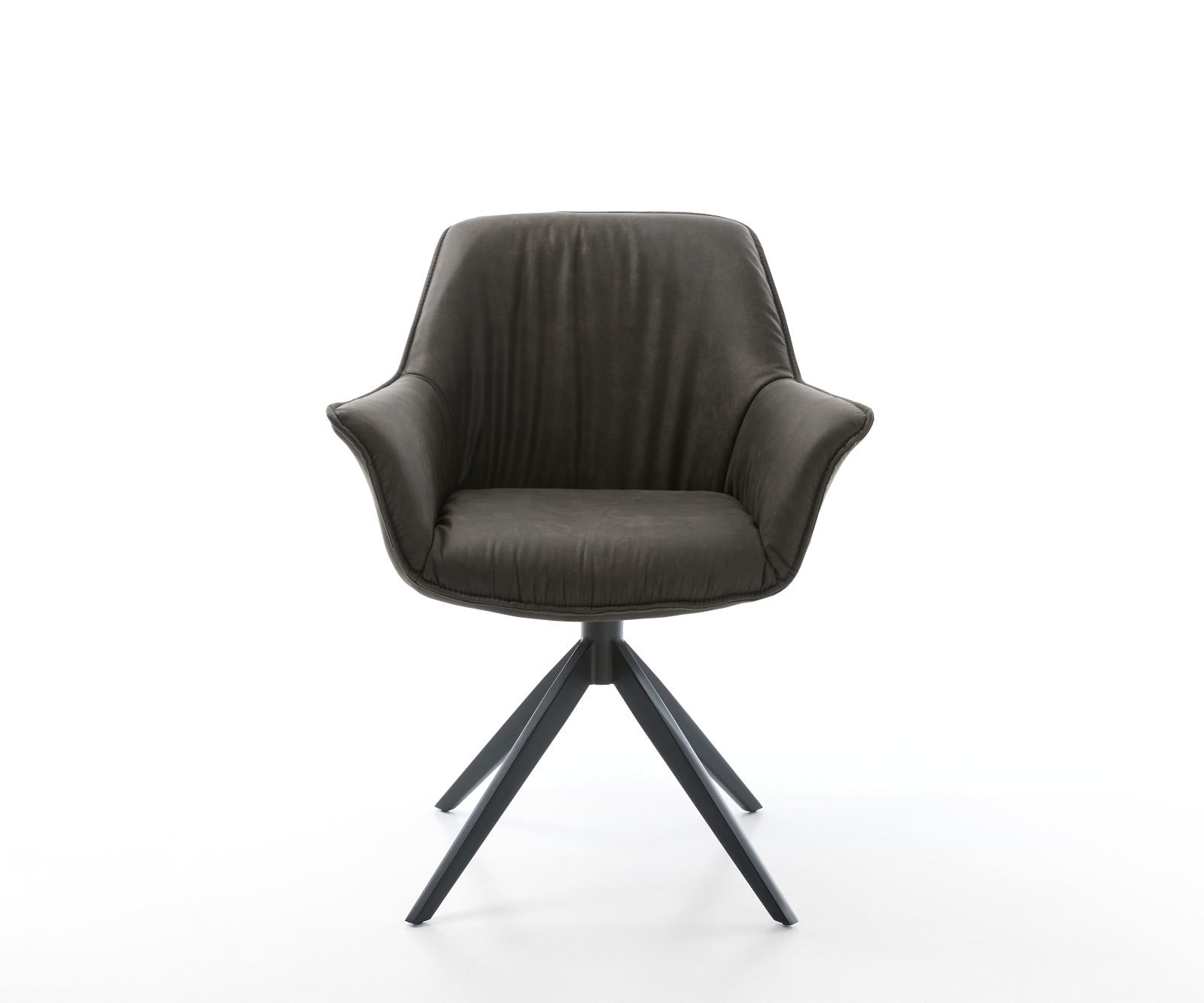 Esszimmerstuhl Keila-Flex mit Armlehnen Mikrofaser Anthrazit Vintage Kreuzgestell breit Schwarz 2