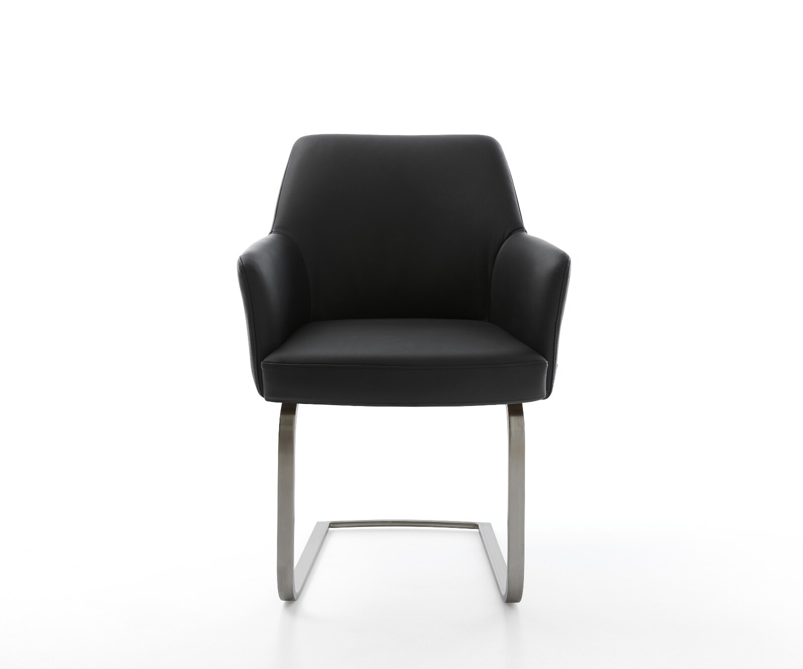Cantilever Xana-Flex avec accoudoirs cuir de vache noir pied cantilever plat grafiete ressorts ensachés 1