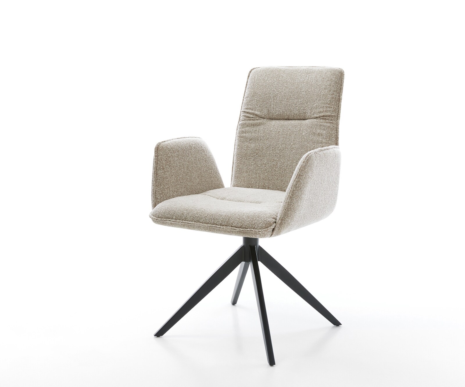Drehstuhl Vinja-Flex Webstoff Soft Beige Kreuzgestell breit Schwarz 360° drehbar Wippfunktion 1