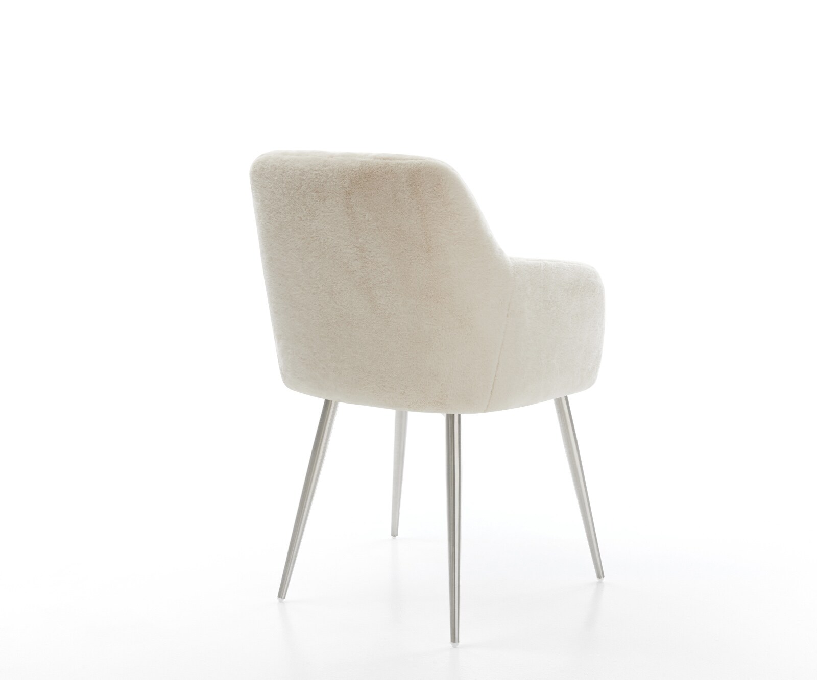 Esszimmerstuhl Greg-Flex Plüsch Creme-Weiß 4-Fuß konisch Edelstahl Taschenfederkern 4