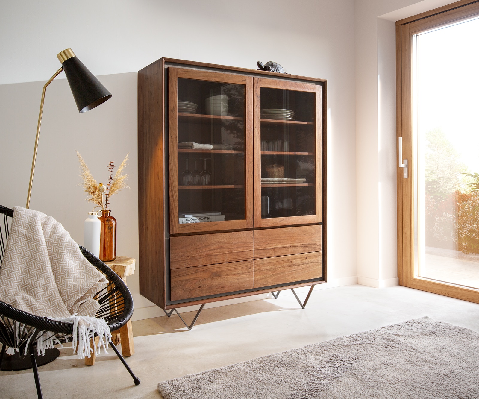 Vitrine Stonegrace Akazie Massivholz Steinfurnier  5 Vitrine Stonegrace Akazie Massivholz Steinfurnier  5