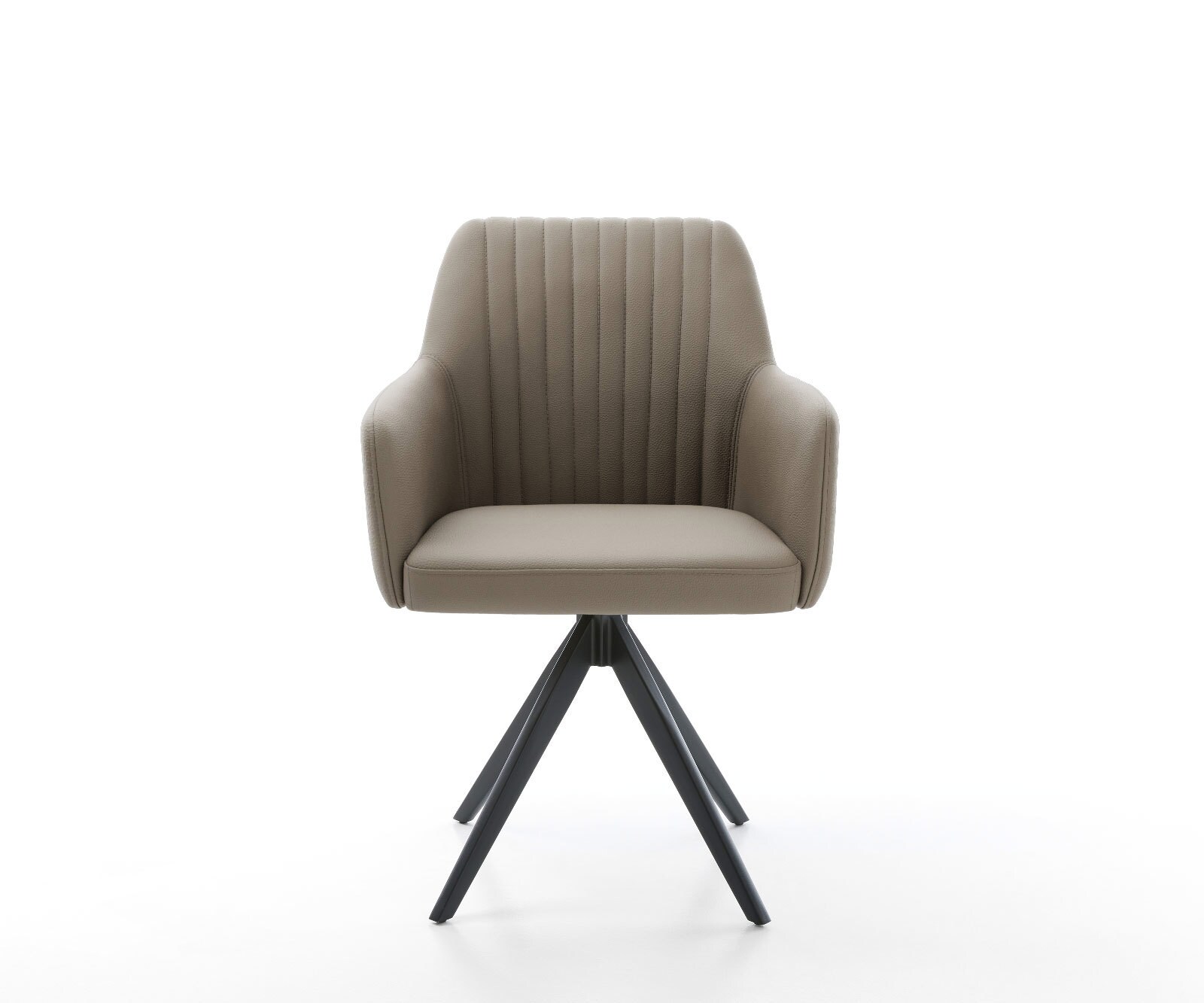 Chaise-de-salle-à-manger Greg-Flex cuir de vache couleur boue pied croisé angulaire noir ressorts ensachés 1