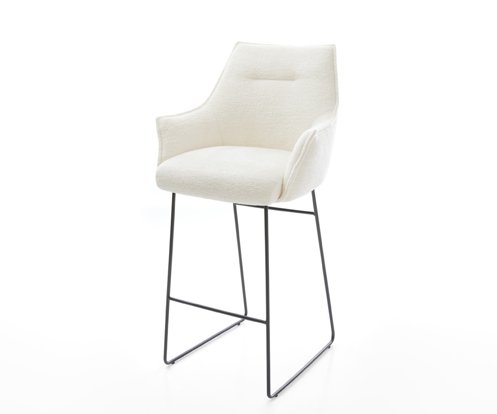 Chaise-de-bar Alja-Flex Bouclé doux Beige Pied trapèze noir Noir Ressort ensaché 1
