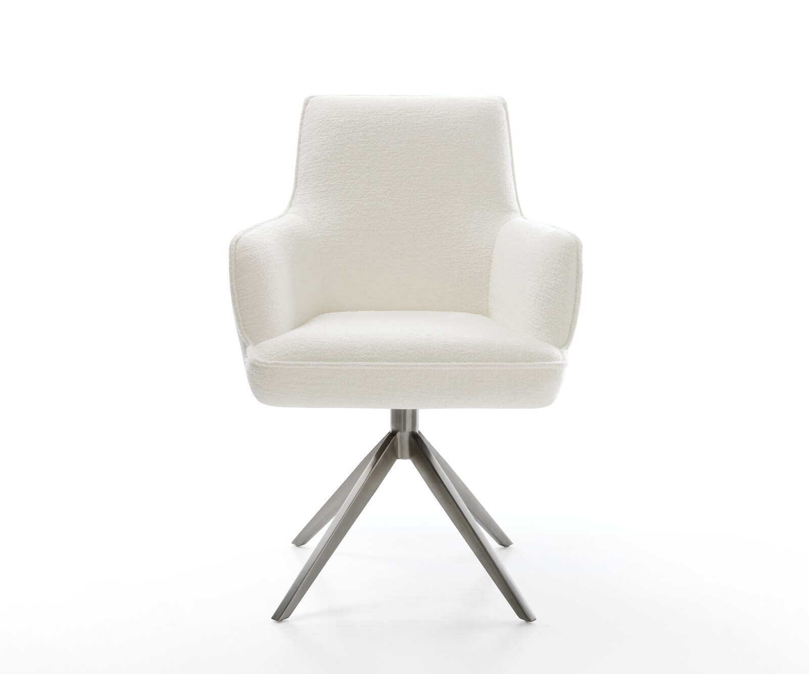 Drehstuhl Heira-Flex mit Armlehnen Bouclé Soft Beige Kreuzgestell breit Graphit 360° drehbar Wippfunktion Taschenfederkern 1