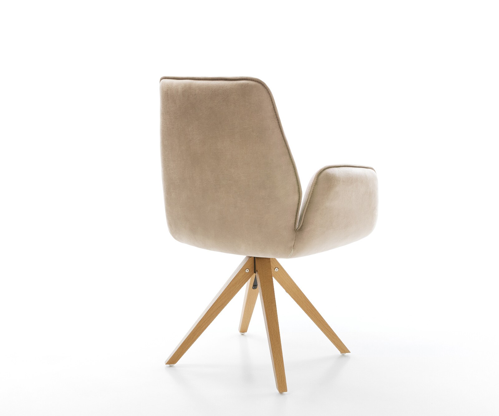 Esszimmerstuhl Zoa-Flex Mikrofaser Beige Vintage Holzgestell kantig Natur 360° drehbar Taschenfederkern 4