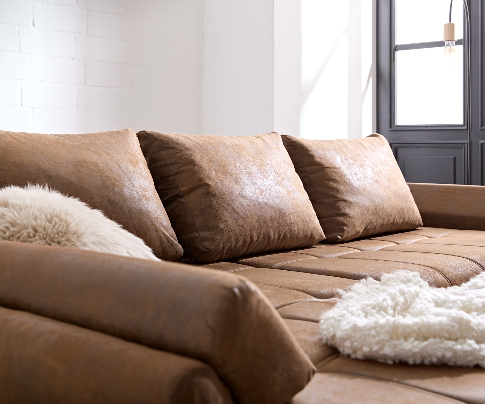 Ecksofa Loana 275x185 cm Braun mit Schlaffunktion 6