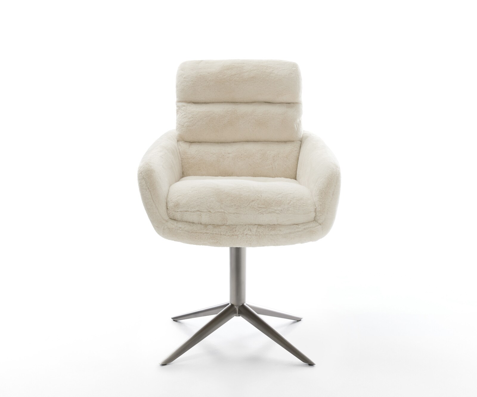 Drehstuhl Abelia-Flex mit Armlehnen Plüsch Creme-Weiß Fußkreuz Graphit 360° drehbar Wippfunktion 1