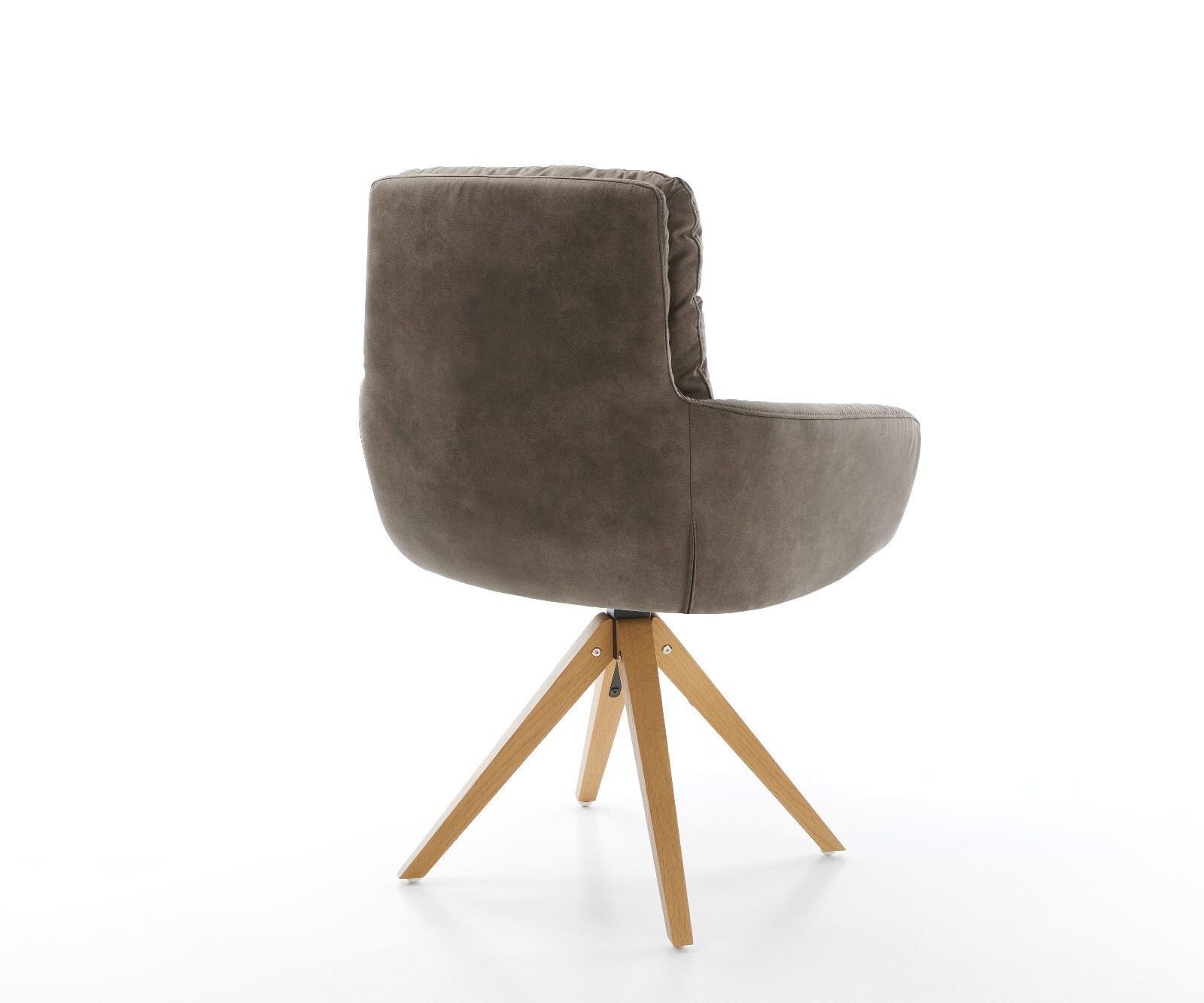 Chaise-de-salle-à-manger Abelia-Flex avec accoudoirs microvelours taupe vintage pied en bois angulaire naturel 4