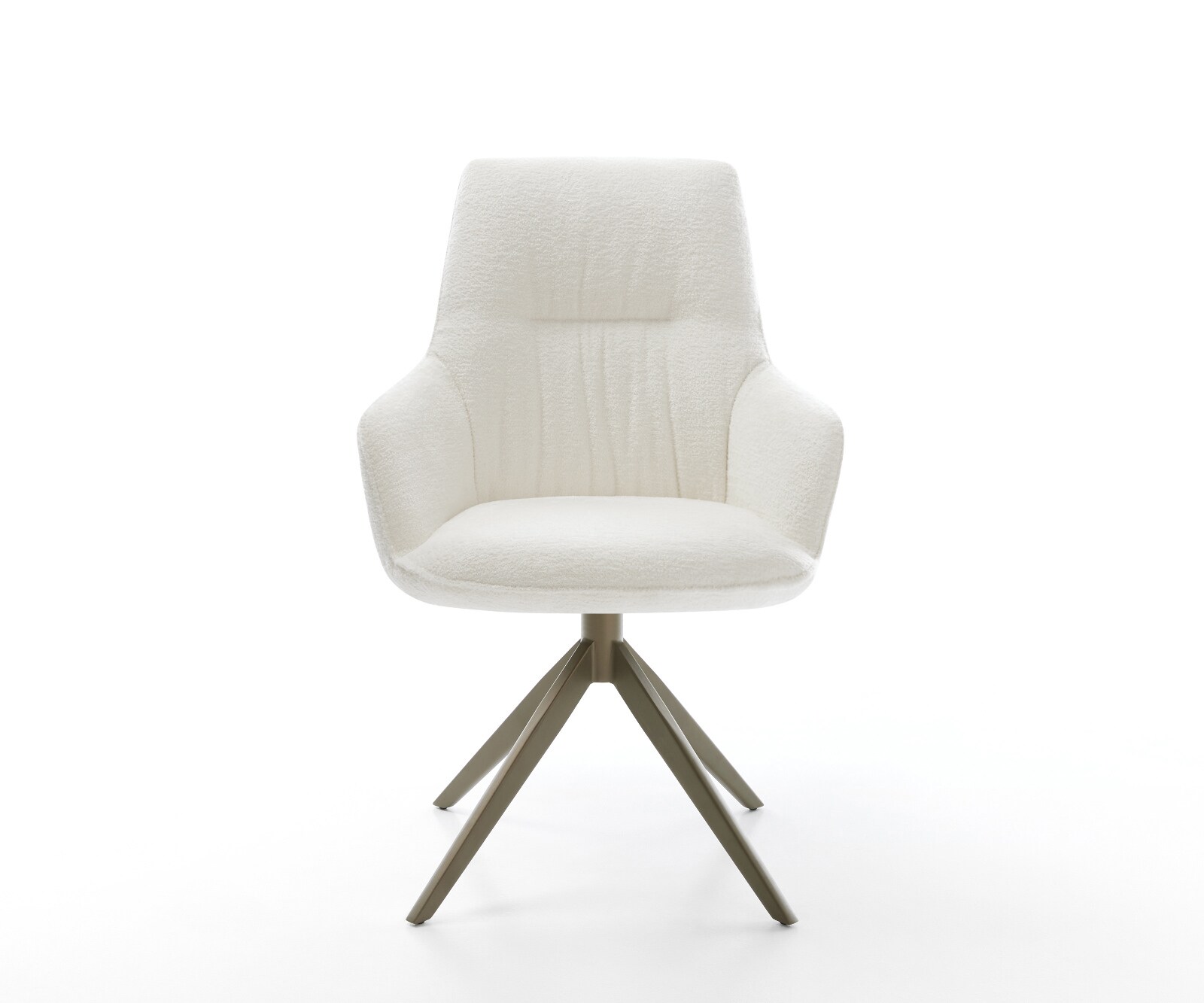 Chaise-pivotante Zelia-Flex avec accoudoirs bouclé doux beige pied croisé large aspect titane pivotement sur 360° fonction bascule resorts ensachés 1