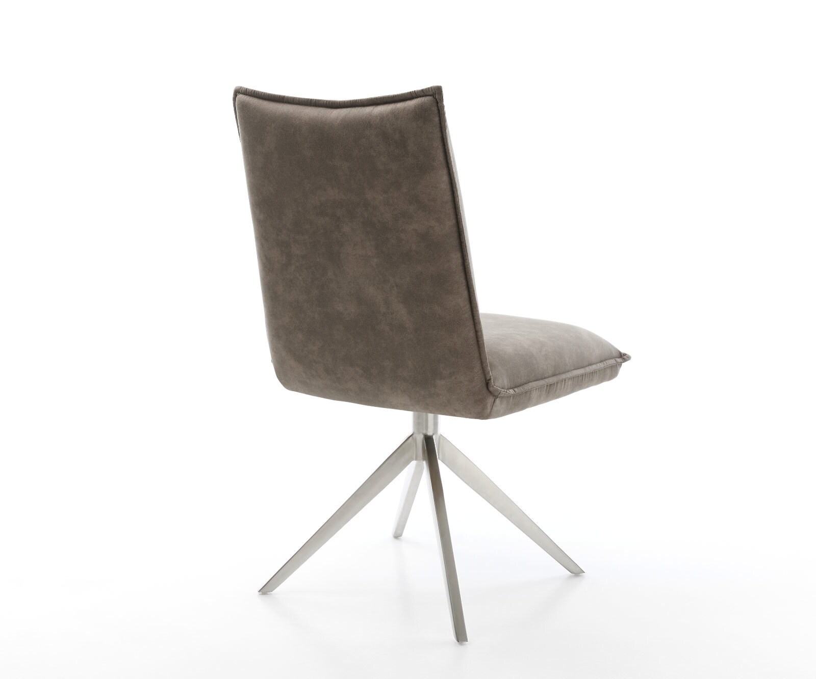 Chaise-pivotante Lelio-Flex microvelours taupe vintage pied croisé large acier inoxydable brossé pivotement sur 360° fonction bascule ressorts ensachés 4