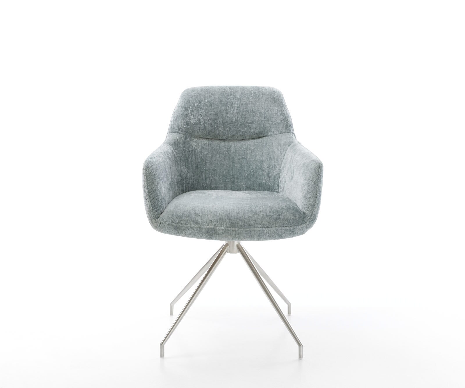 Drehstuhl Pejo-Flex Chenille Pastellblau Kreuzgestell konisch Edelstahl 180° drehbar Taschenfederkern 2