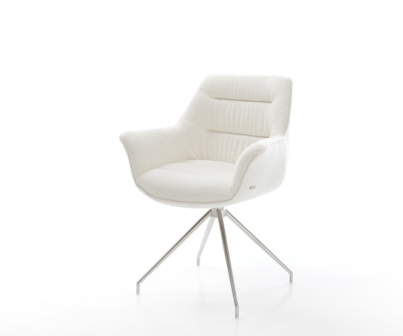 Esszimmerstuhl Kaira-Flex Bouclé Soft Beige Kreuzgestell konisch Edelstahl