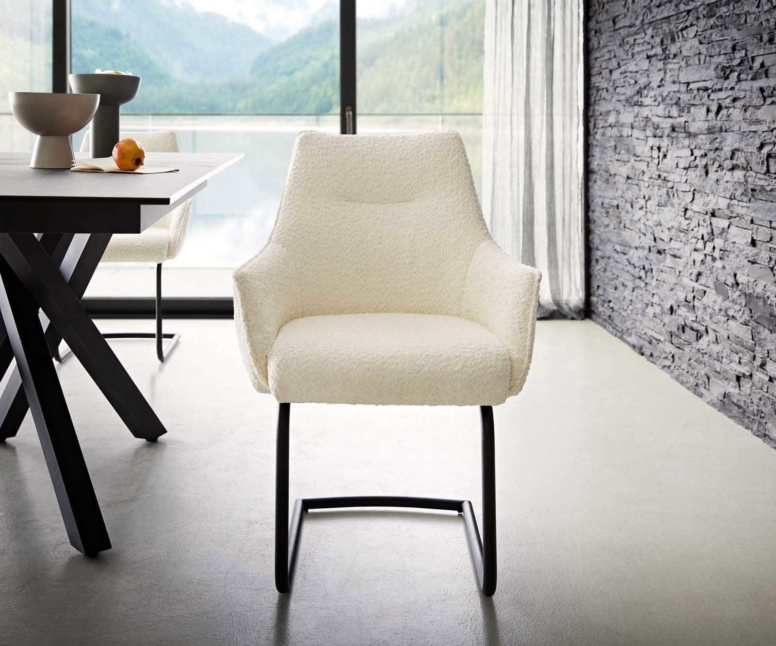 Freischwinger Alja-Flex mit Armlehnen Bouclé Weiß Freischwinger rund Schwarz Taschenfederkern 1 Freischwinger Alja-Flex mit Armlehnen Bouclé Weiß Freischwinger rund Schwarz Taschenfederkern 1