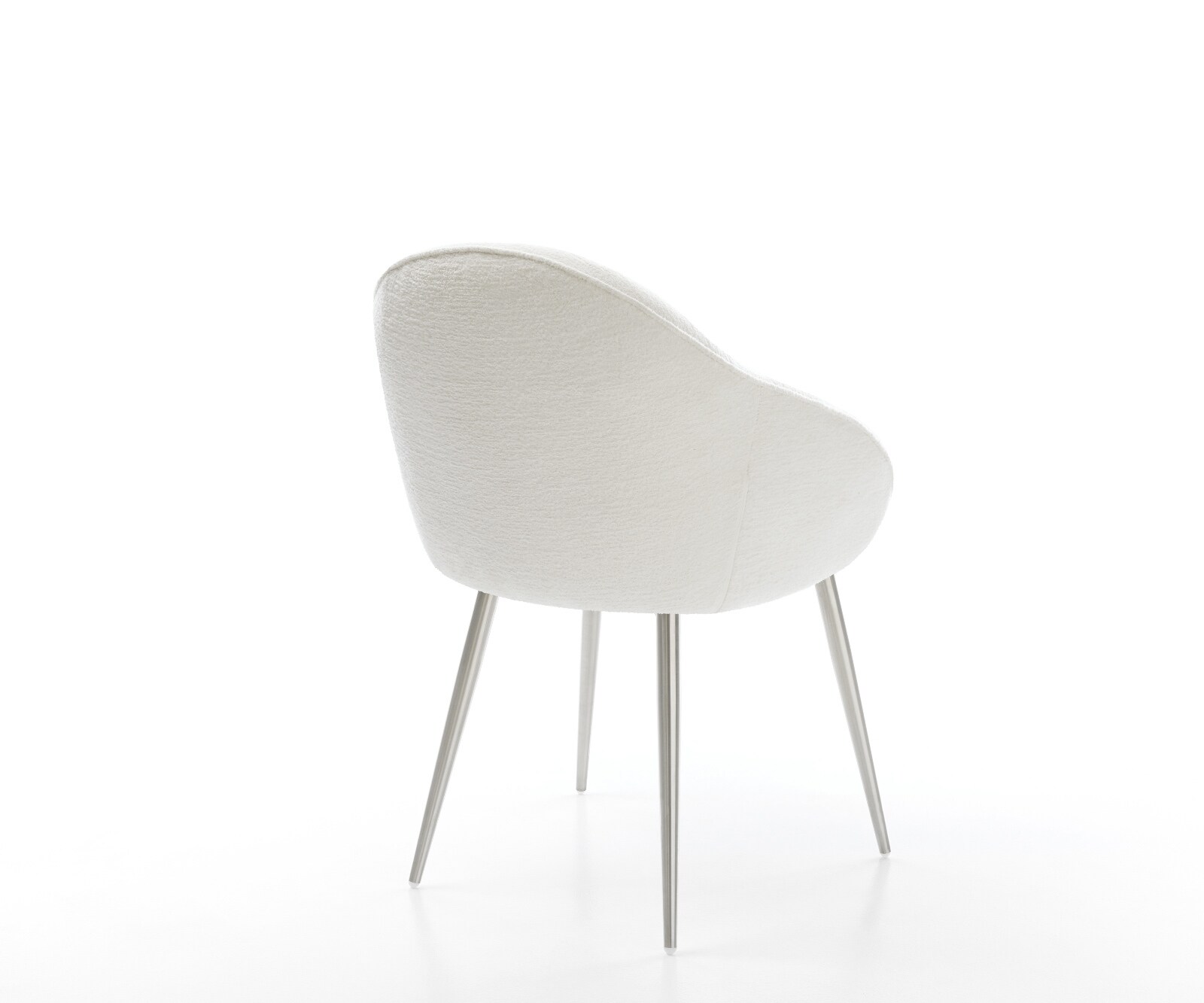 Chaise-de-salle-à-manger Gaio-Flex bouclé doux beige 4 pieds coniques acier inoxydable 5