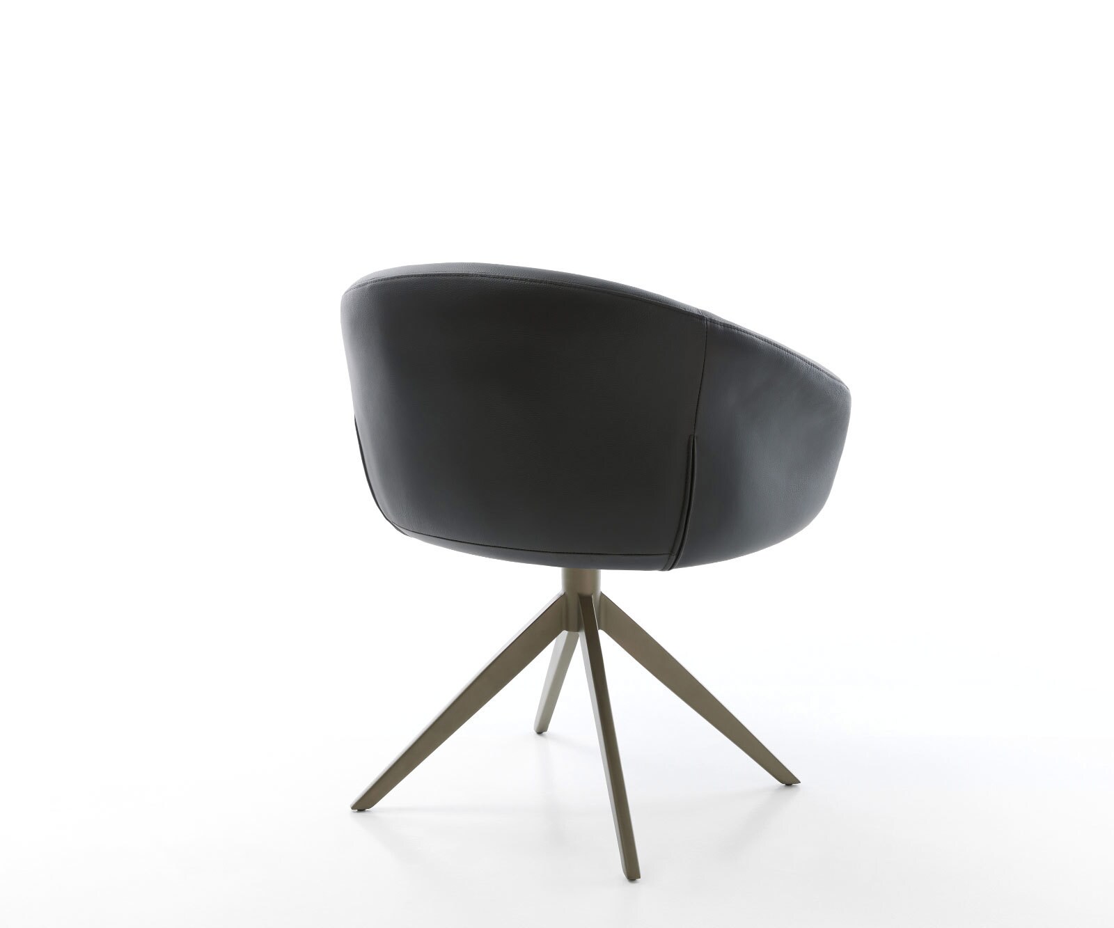 Drehstuhl Vinka-Flex mit Armlehnen Echt-Leder Schwarz Kreuzgestell breit Effektfinish Titan 360° drehbar Wippfunktion Taschenfederkern 4