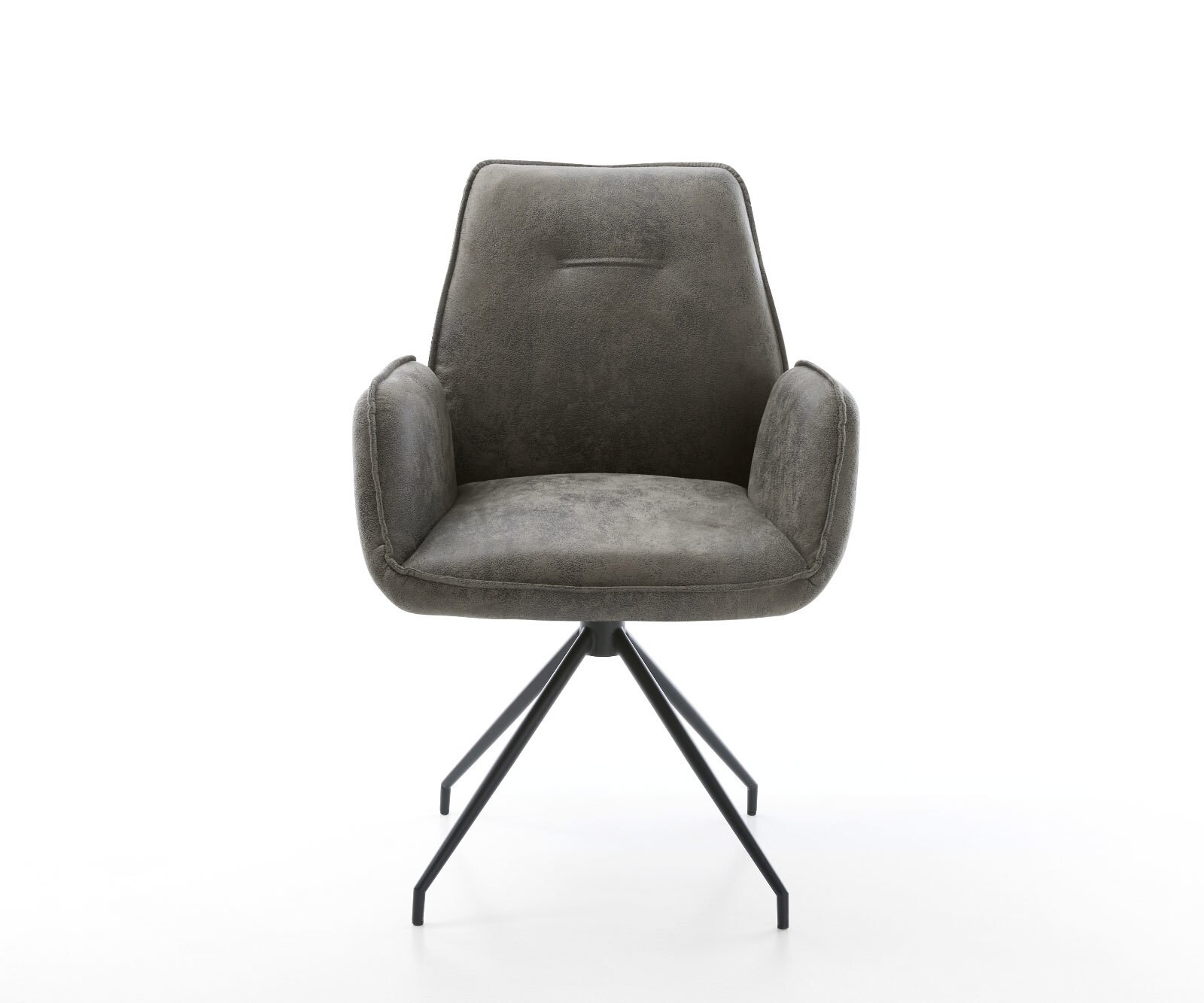 Chaise-de-salle-à-manger Zoa-Flex microvelours gris antique pied croisé conique noir ressorts ensachés 1