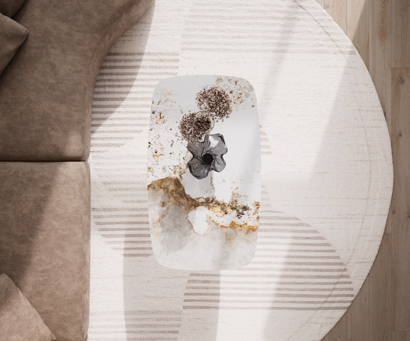 Couchtisch Edge Boot 120x70 cm Keramik Minas Melange Conis Metallic Gold 6