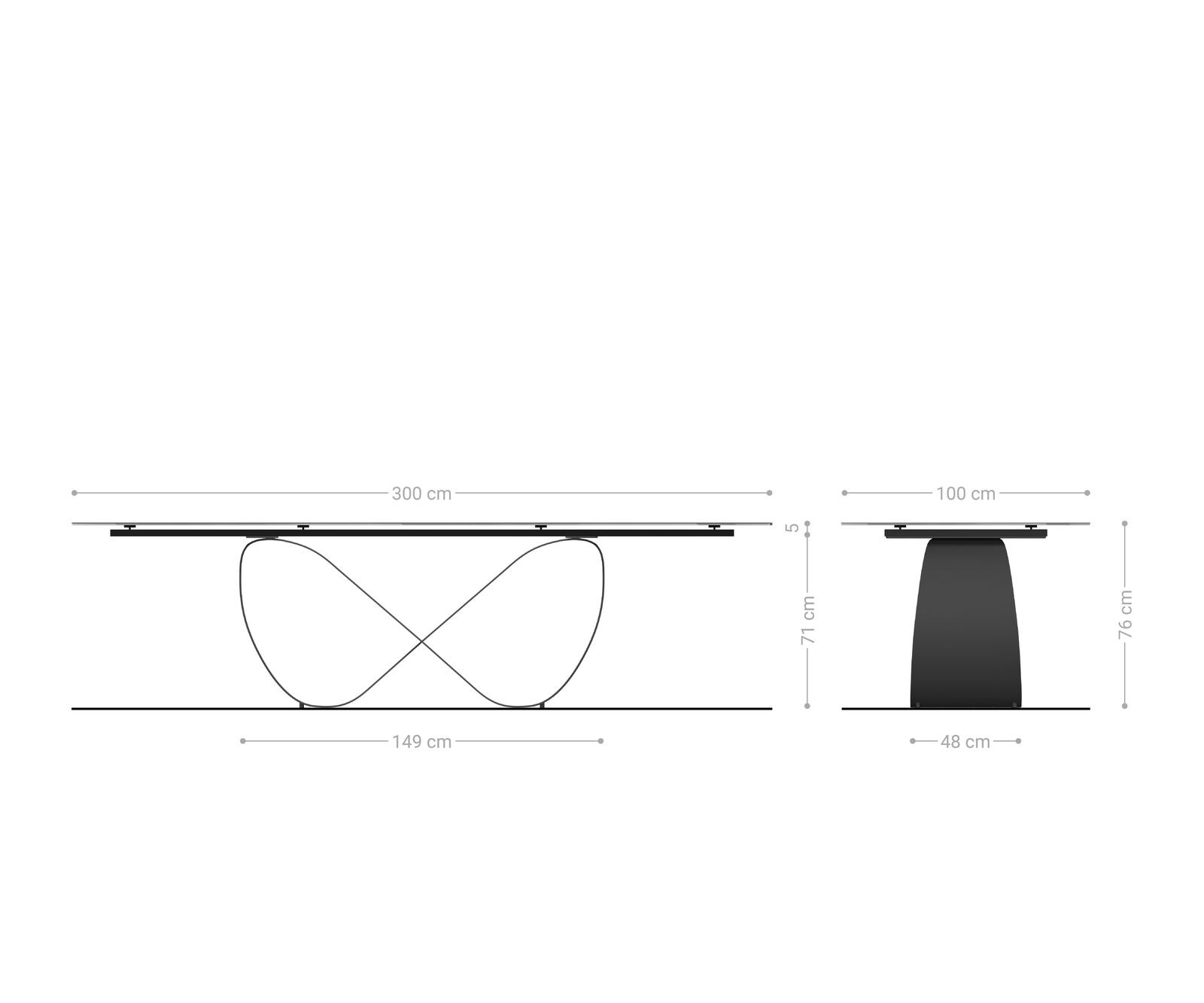 Esstisch Edge 300x100 cm Keramik Onyx Champagne Infinity Metall Schwarz 8