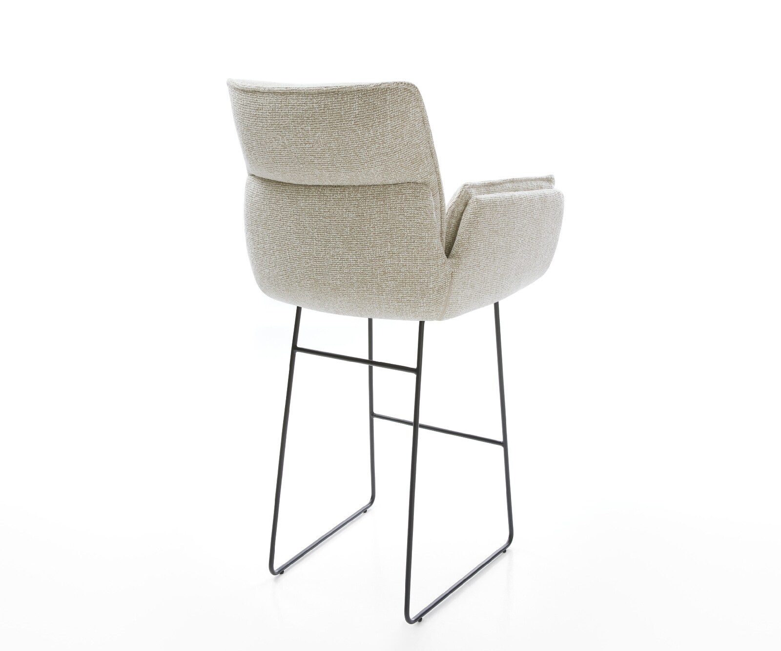 Barstuhl Nela-Flex Webstoff Soft Beige Kufengestell Metall Schwarz 4