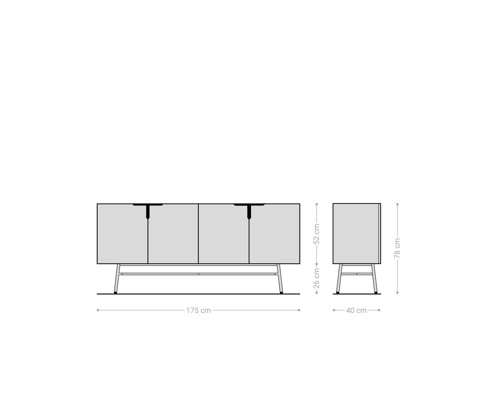 Sideboard Mikkusu 175 cm Bambus Natur Mango Schwarz 4 Türen Metall Schwarz 4