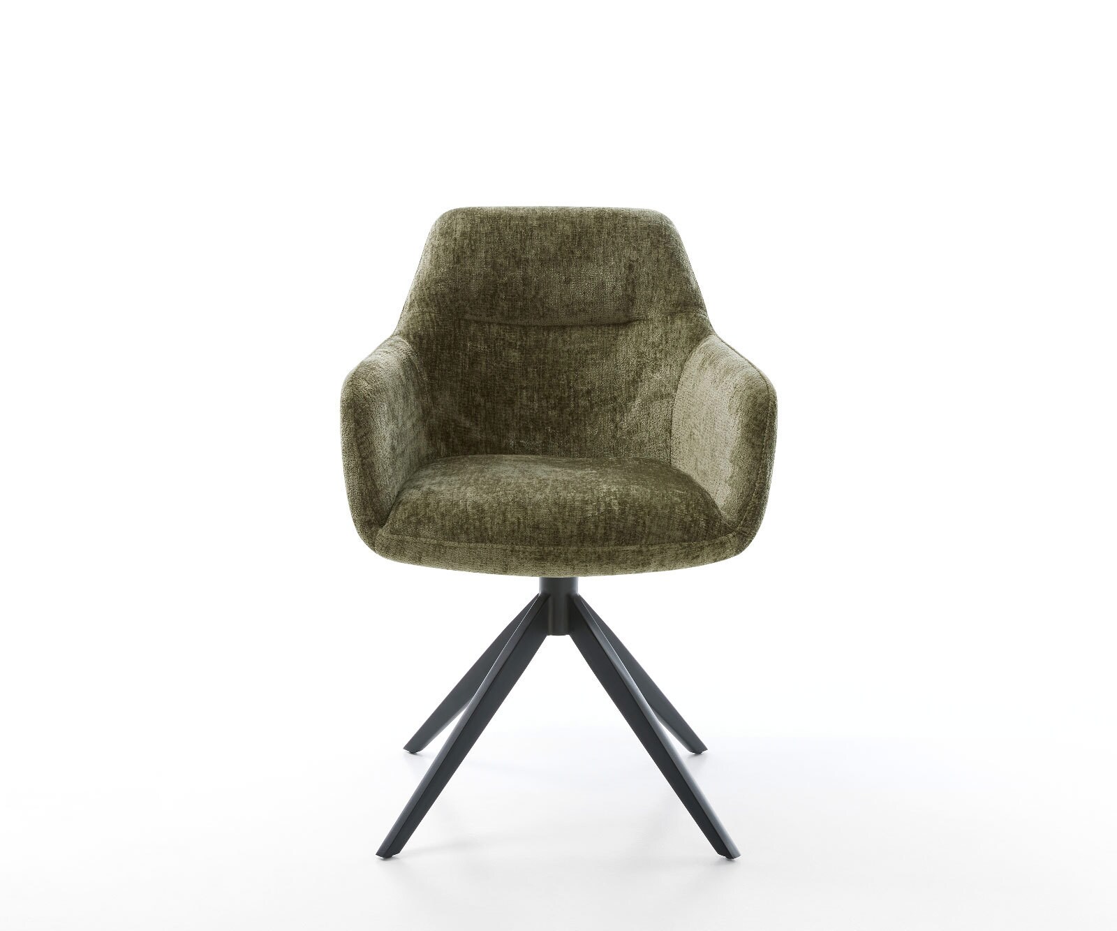 Drehstuhl Pejo-Flex Chenille Olive Kreuzgestell breit Schwarz 360° drehbar Wippfunktion Taschenfederkern 1