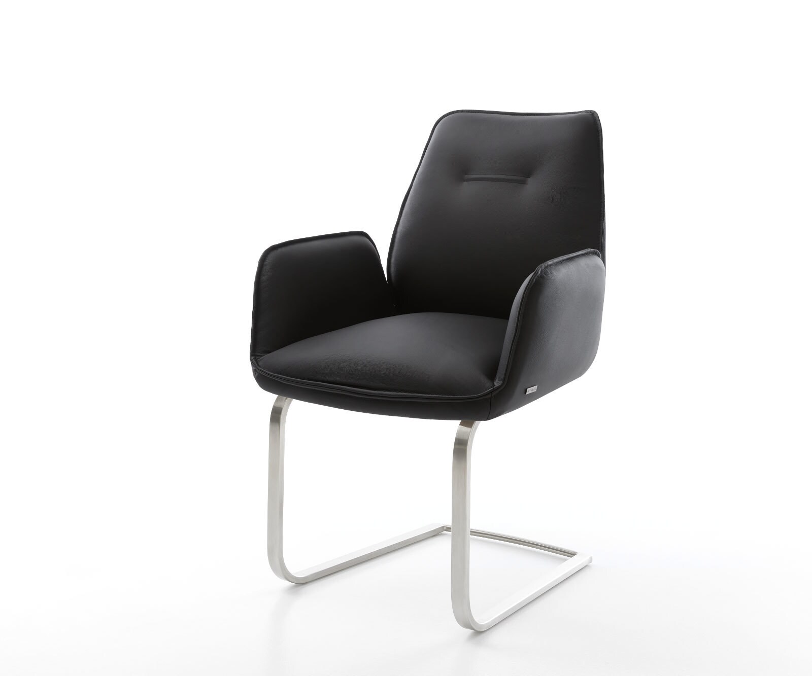 Freischwinger Zoa-Flex Echt-Leder Schwarz Freischwinger flach Edelstahl Taschenfederkern