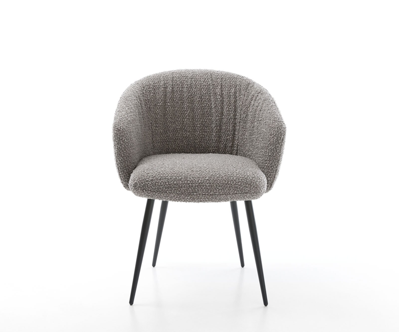 Esszimmerstuhl Caja-Flex mit Armlehnen Bouclé Silbergrau 4-Fuß konisch Schwarz Taschenfederkern 1