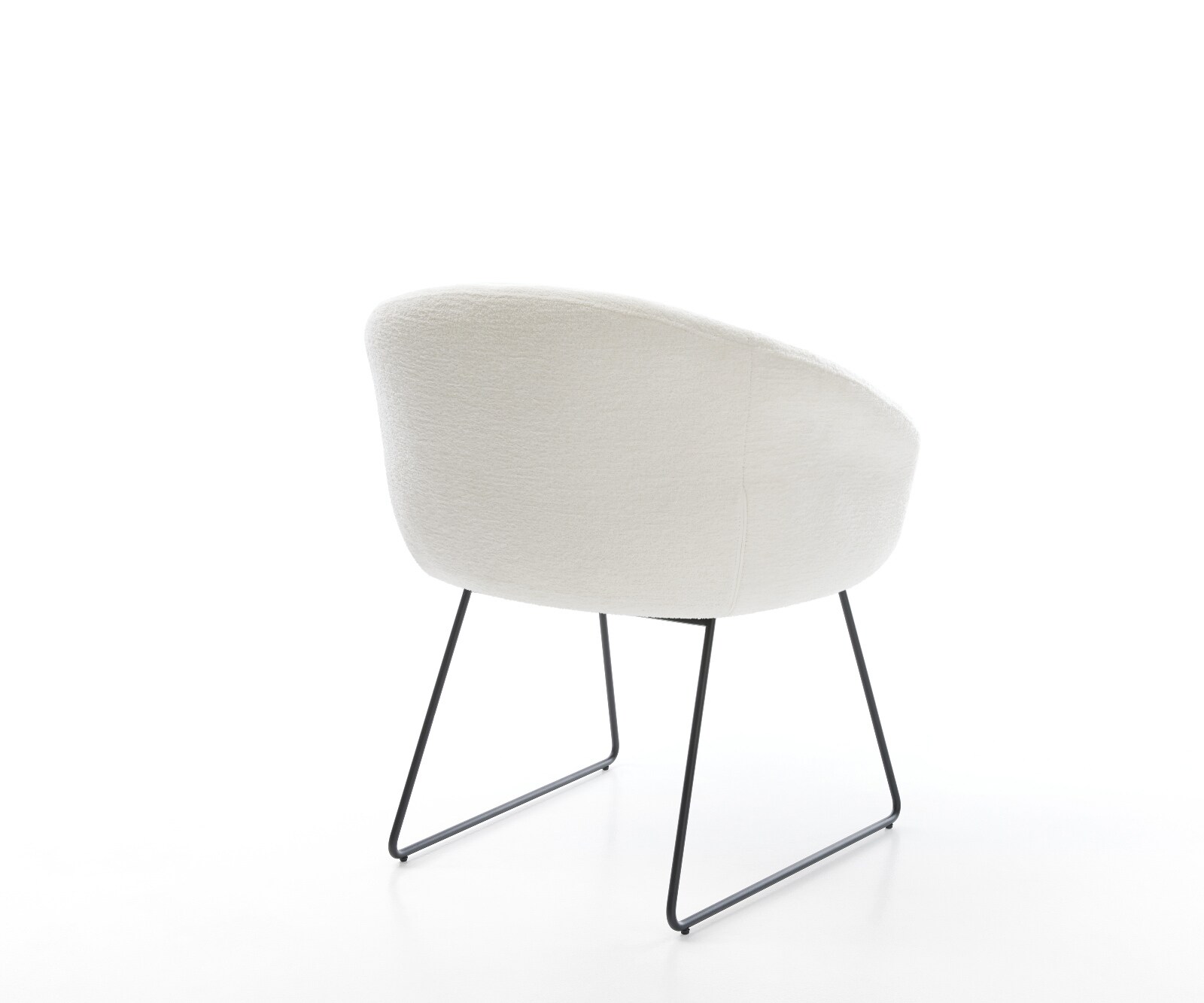 Chaise-de-salle-à-manger Vinka-Flex avec accoudoirs bouclé doux beige pied trapèze noir resorts ensachés 5