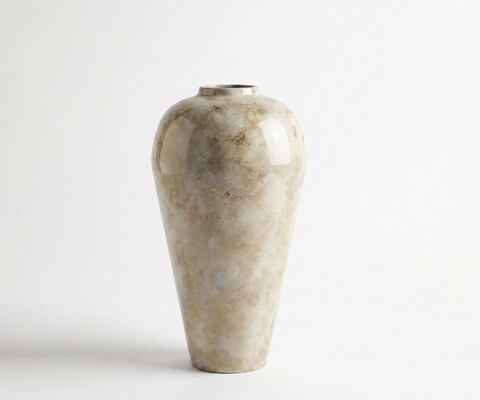Vase Minoa B36 x T36 x H68 cm Metall Alabaster Gold Handgemacht