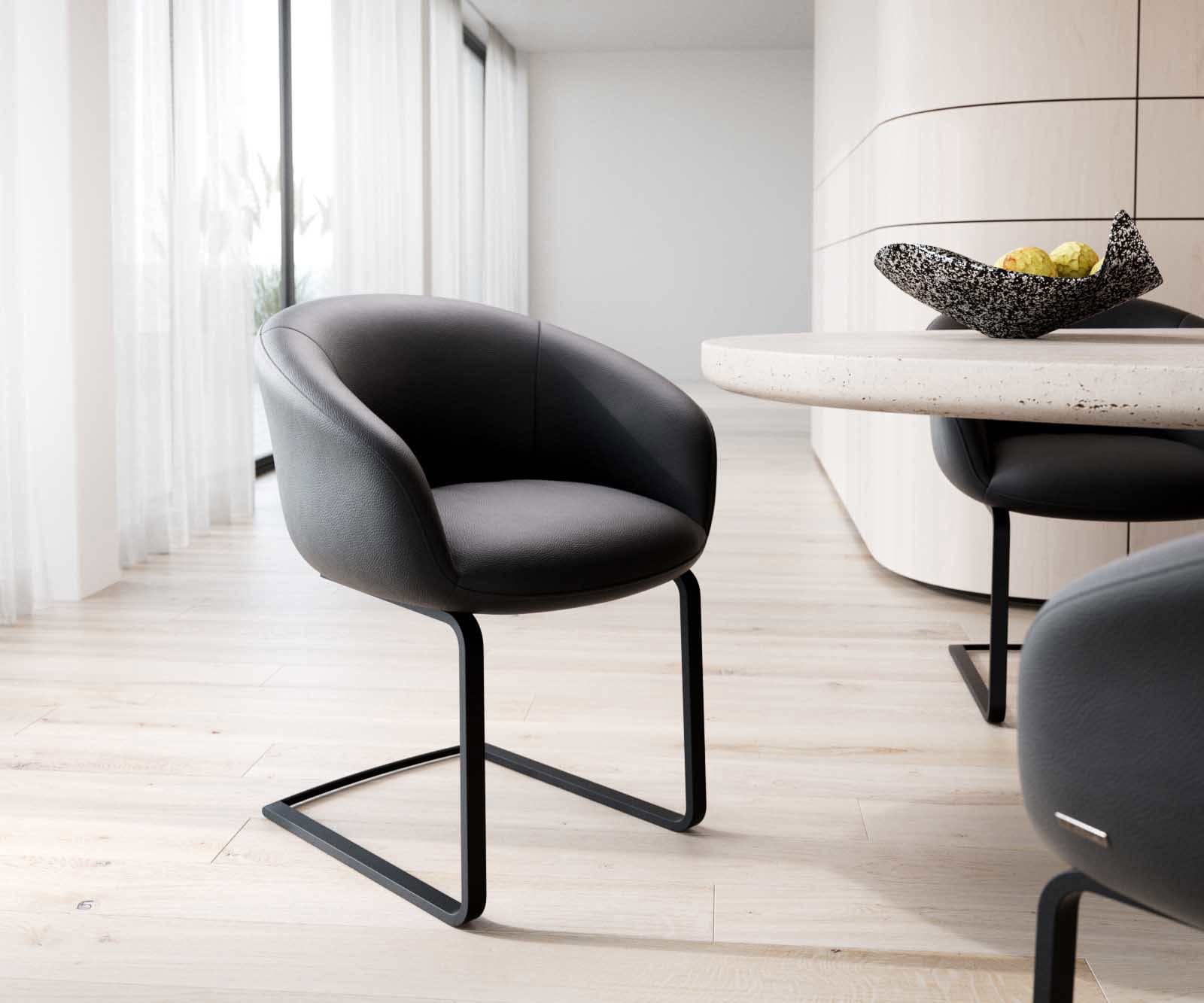 Freischwinger Vinka-Flex mit Armlehnen Echt-Leder Schwarz Freischwinger flach Schwarz Taschenfederkern Freischwinger Vinka-Flex mit Armlehnen Echt-Leder Schwarz Freischwinger flach Schwarz Taschenfederkern