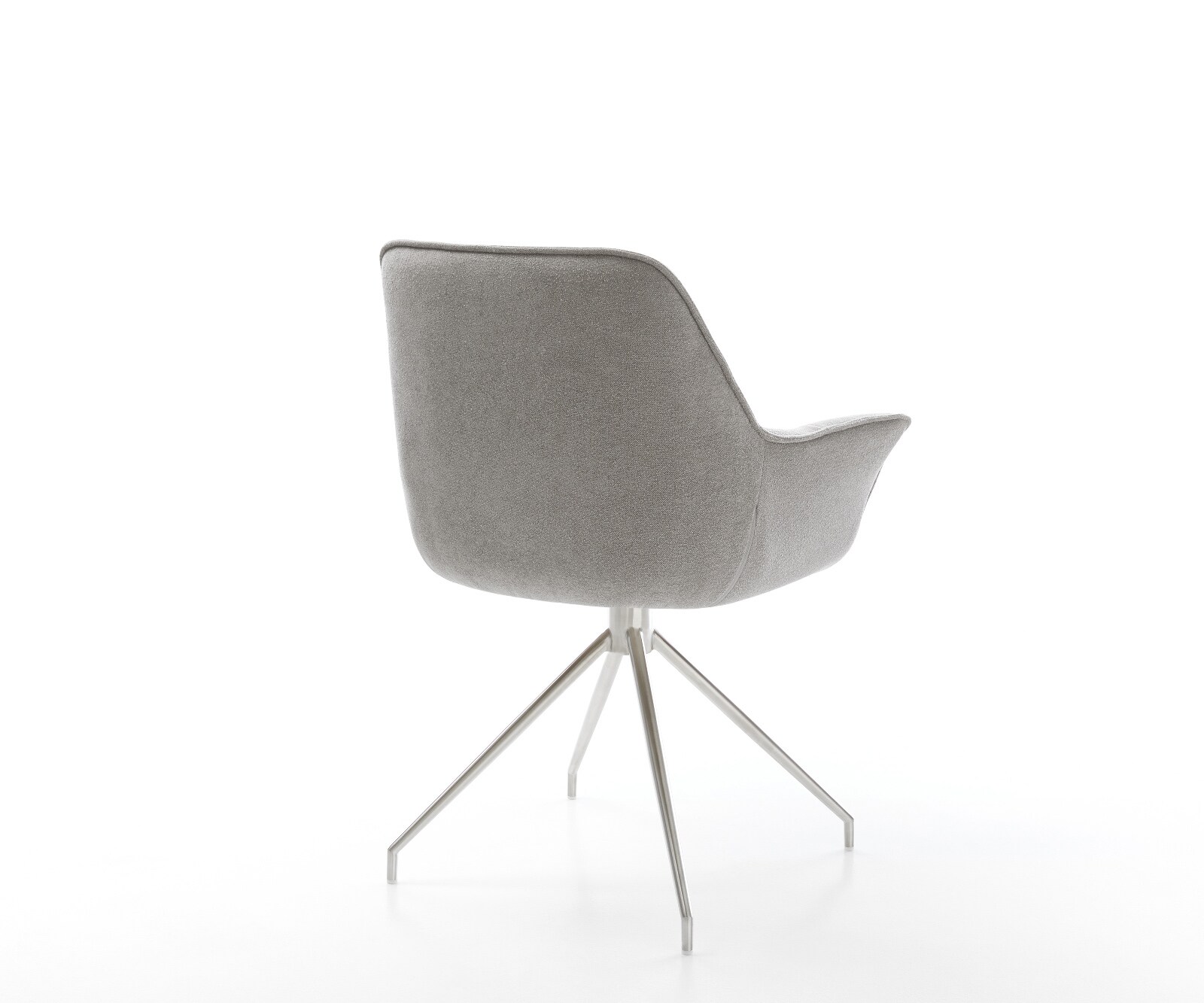 Esszimmerstuhl Kaira-Flex Strukturstoff Soft Grau Kreuzgestell konisch Edelstahl 4