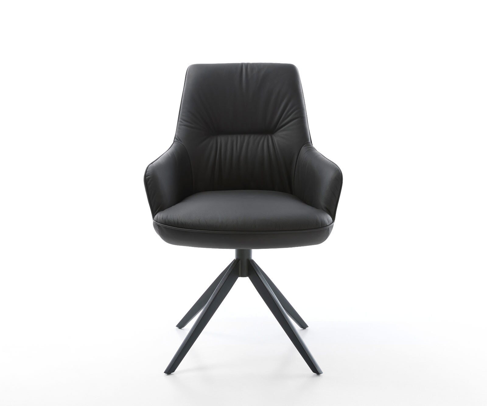 Chaise-pivotante Zelia-Flex cuir de vache noir pied croisé large noir pivotement sur 360° fonction bascule ressorts ensachés 1