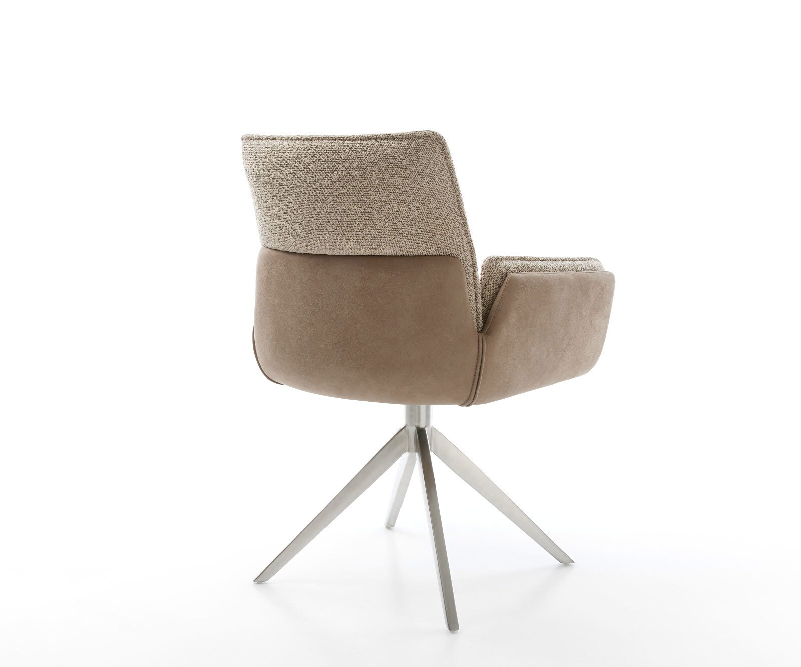 Chaise-pivotante Nela-Flex microvelours boue pied croisé large acier inoxydable brossé pivotement sur 360° fonction bascule 4