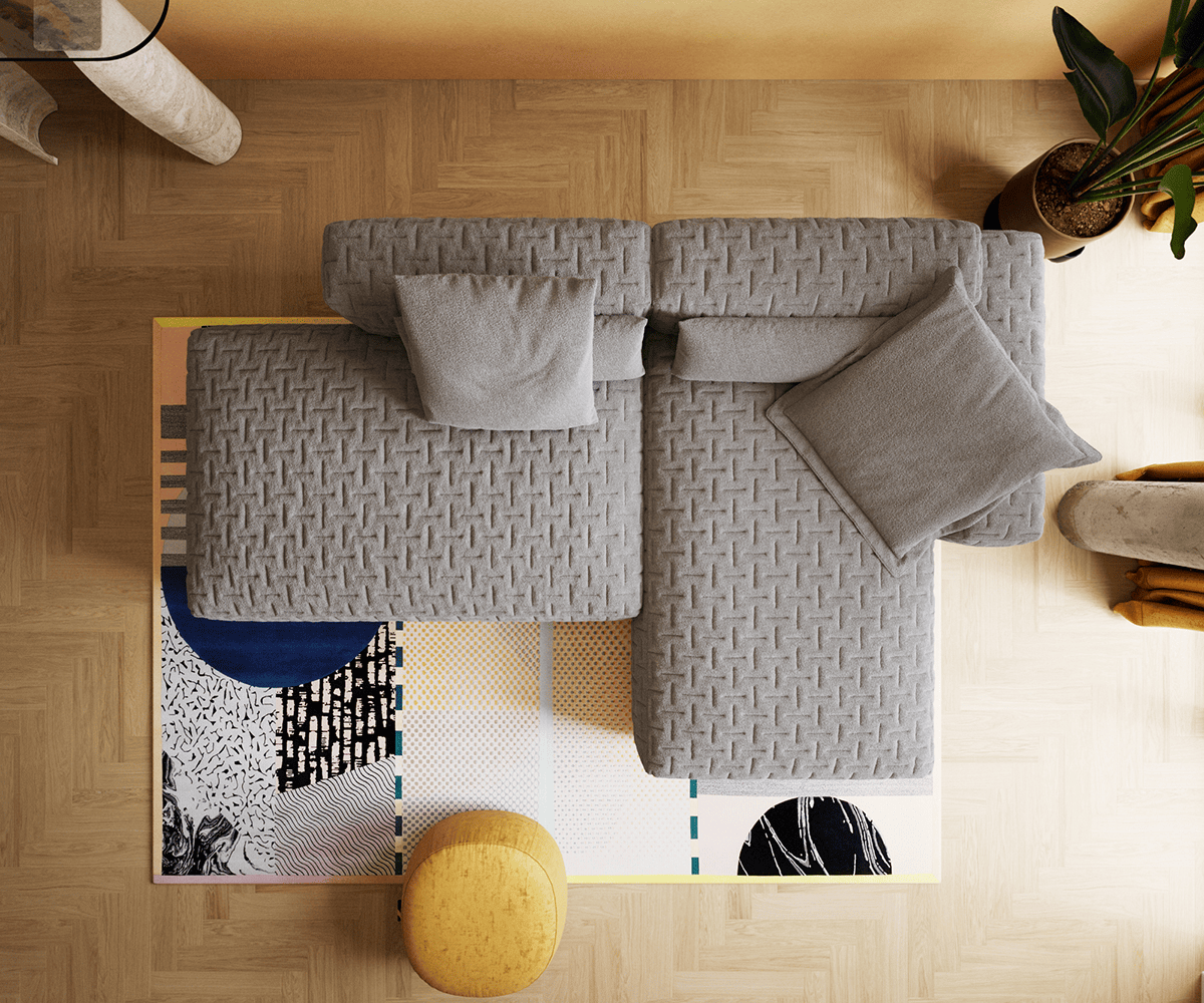 Ecksofa Freestyle 310x200 cm Strukturstoff Soft Grau Gesteppt 5