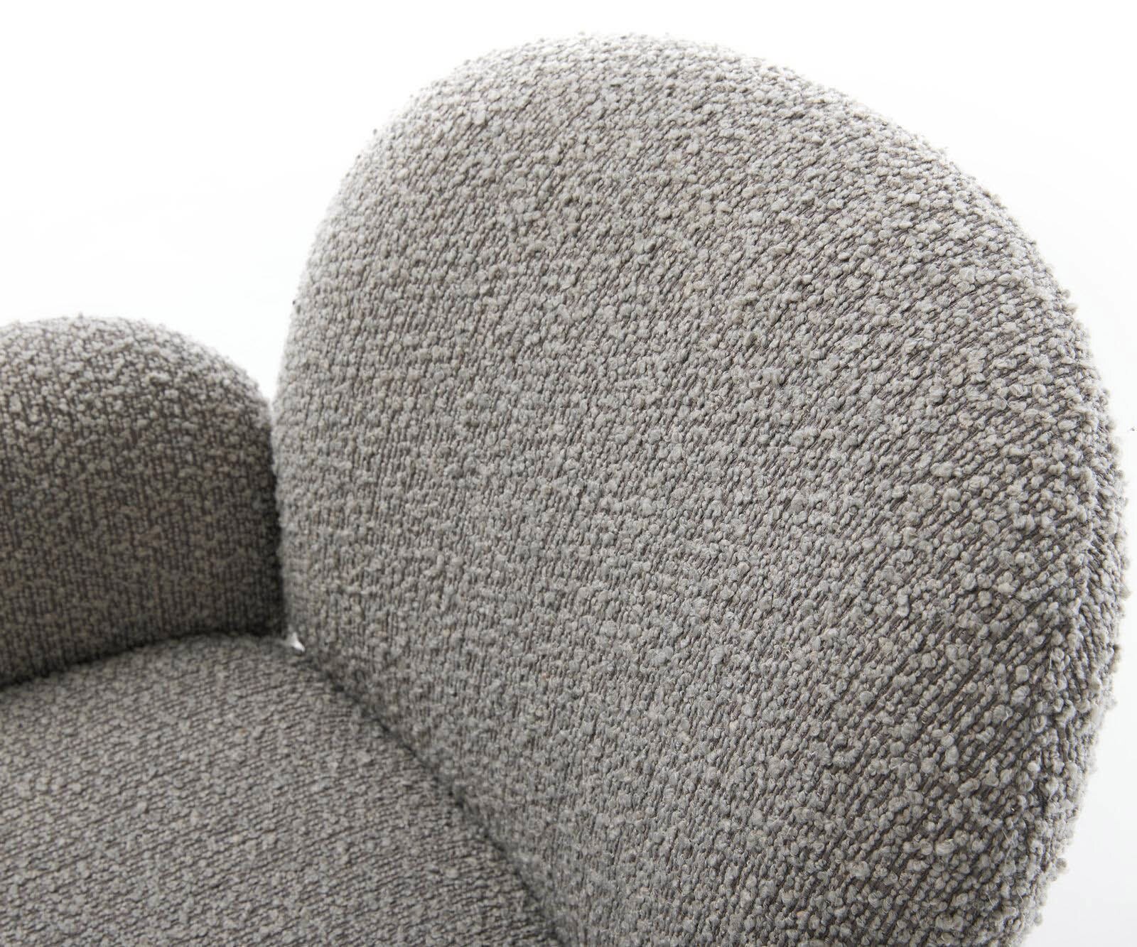Drehstuhl Nube-Flex mit Armlehnen Bouclé Silbergrau Kreuzgestell breit Effektfinish Titan 360° drehbar Taschenfederkern 3