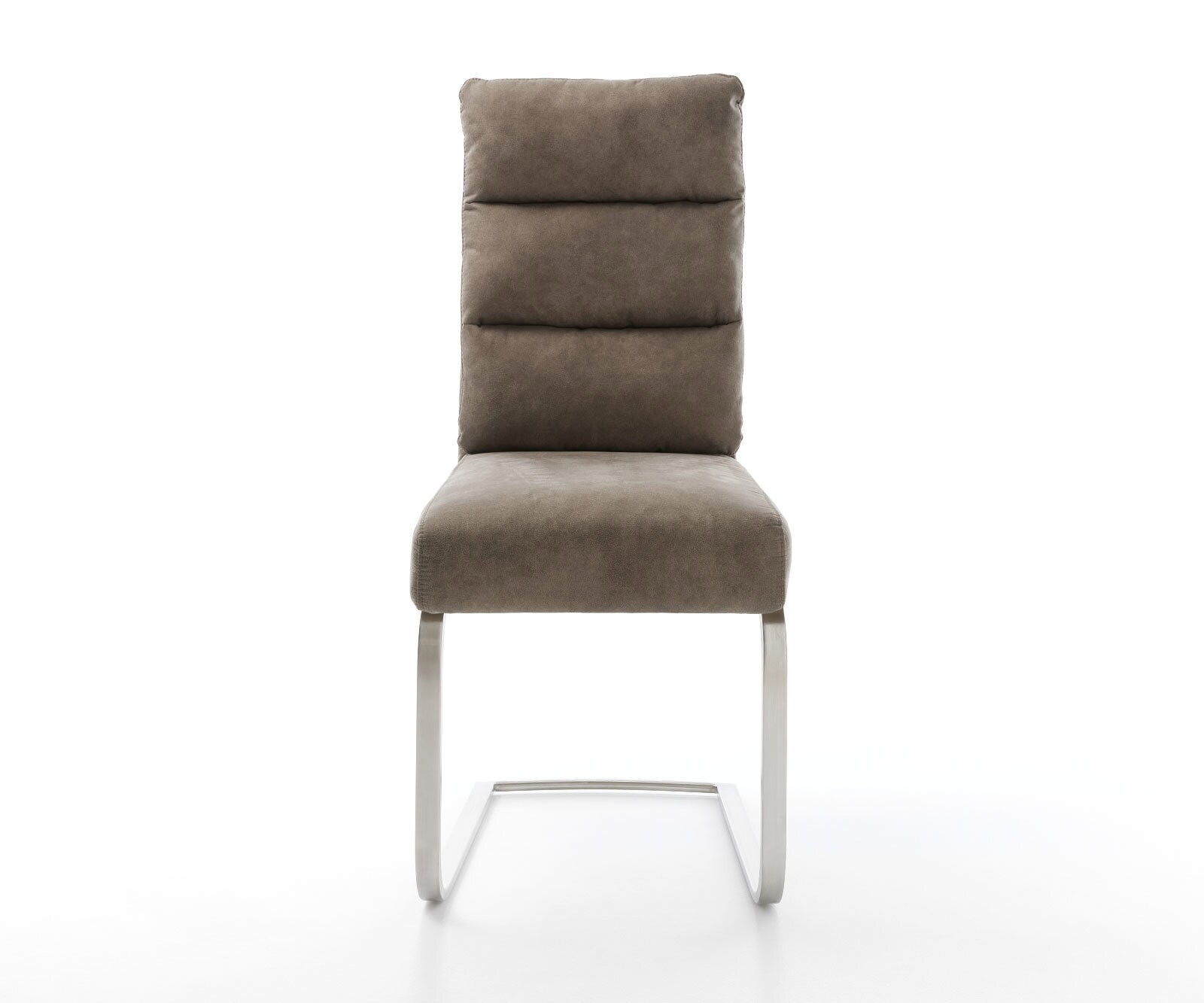 Cantilever Pela-Flex microvelours taupe vintage pied cantilever plat acier inoxydable brossé ressorts ensachés 1