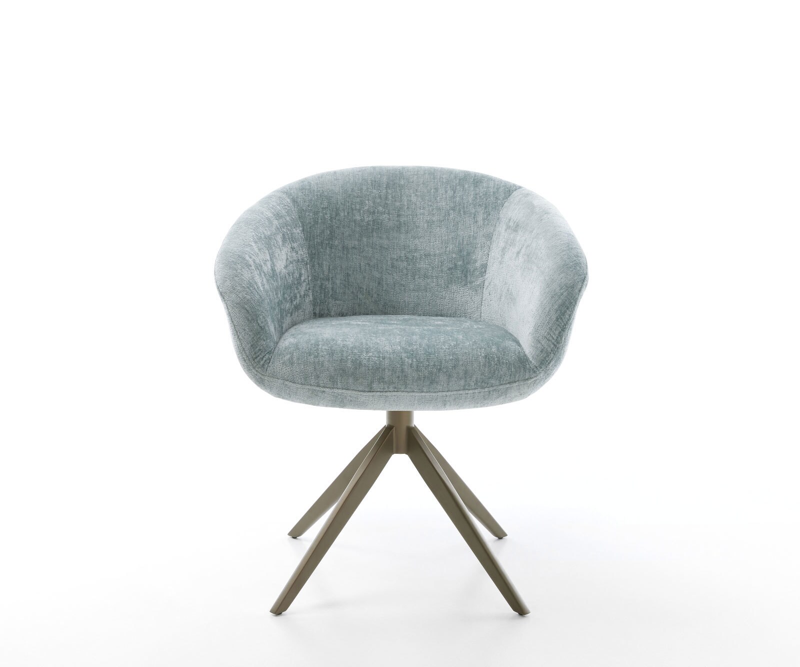 Drehstuhl Vinka-Flex mit Armlehnen Chenille Pastellblau Kreuzgestell breit Effektfinish Titan 360° drehbar Wippfunktion Taschenfederkern 1