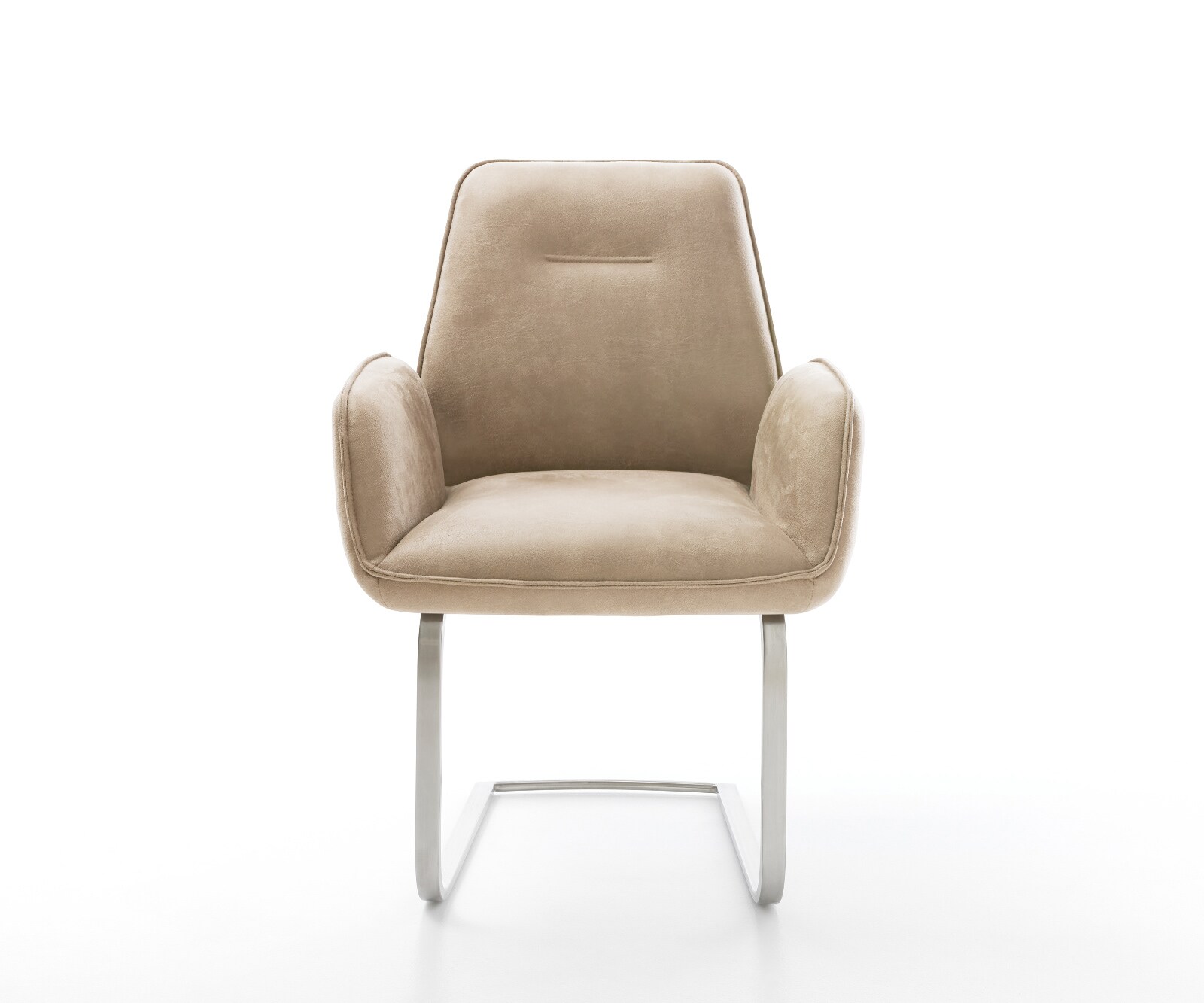 Cantilever Zoa-Flex microvelours beige vintage pied cantilever plat acier inoxydable brossé ressorts ensachés 1
