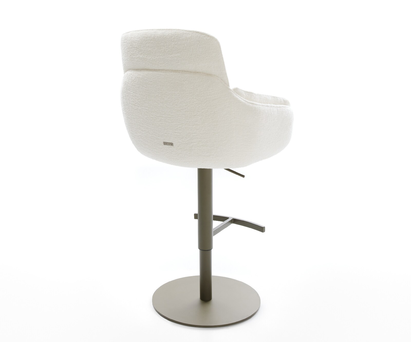 Barstuhl Luan-Flex Bouclé Soft Beige Drehfuß höhenverstellbar Metall Titanfarben 5