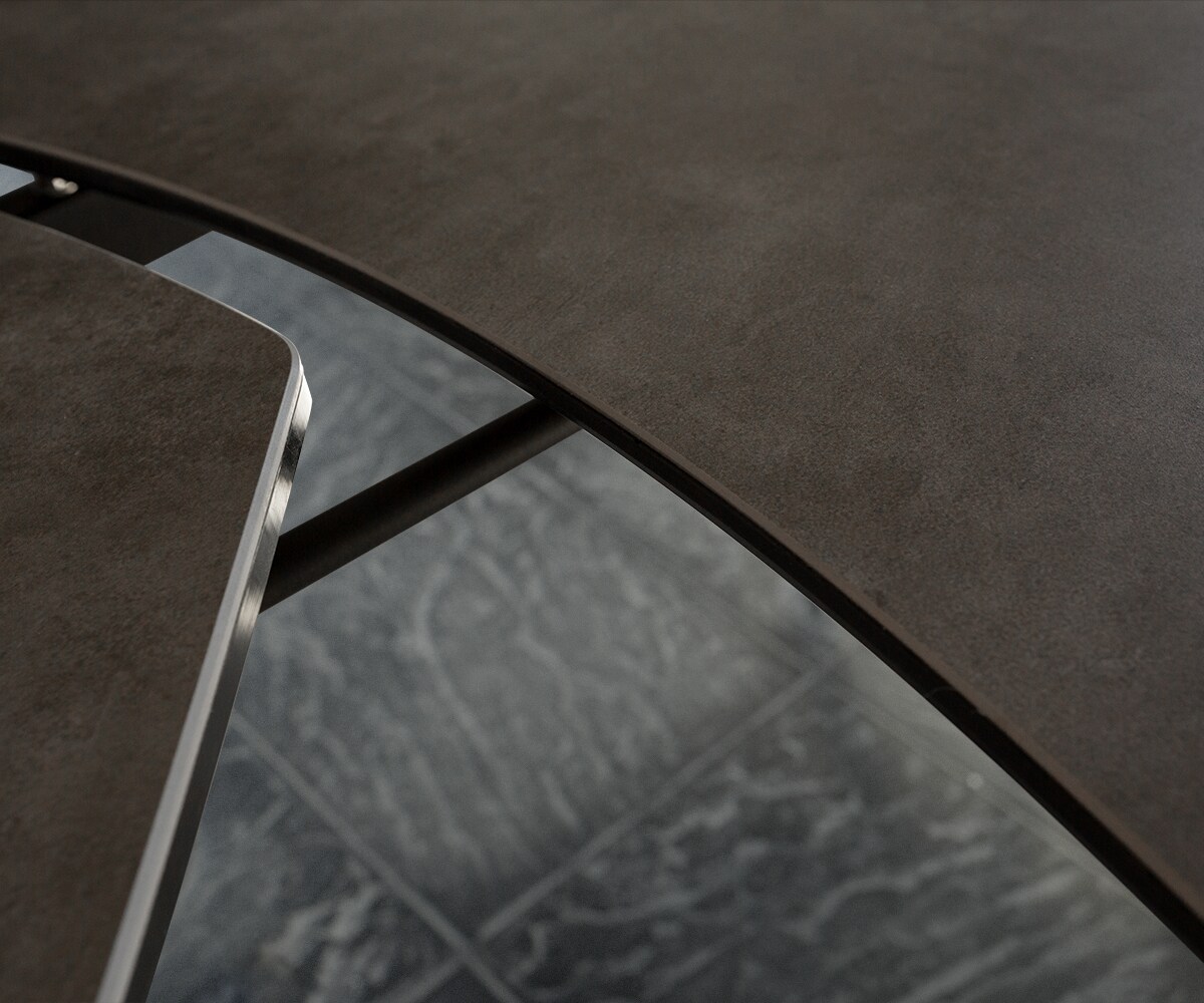 Table-manger Carlow 130/200x95 cm céramique marron acier inoxydable extensible 5