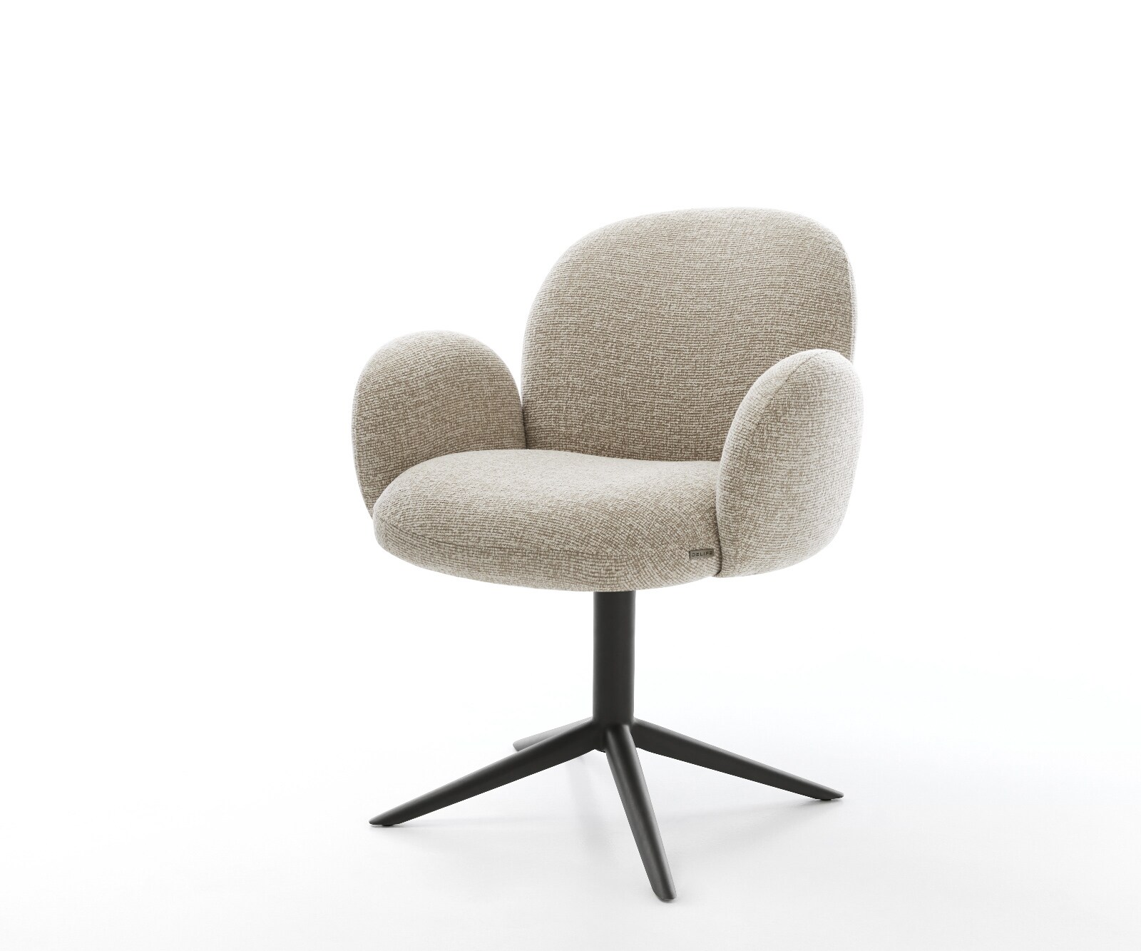 Drehstuhl Nube-Flex mit Armlehnen Webstoff Soft Beige Fußkreuz Schwarz 360° drehbar Wippfunktion Taschenfederkern 1