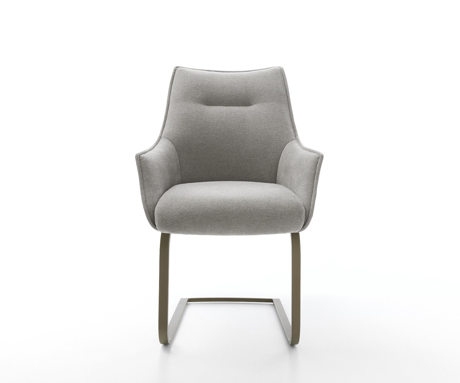 Cantilever Alja-Flex avec accoudoirs tissu structuré doux gris pied cantilever plat aspect titane resorts ensachés 2