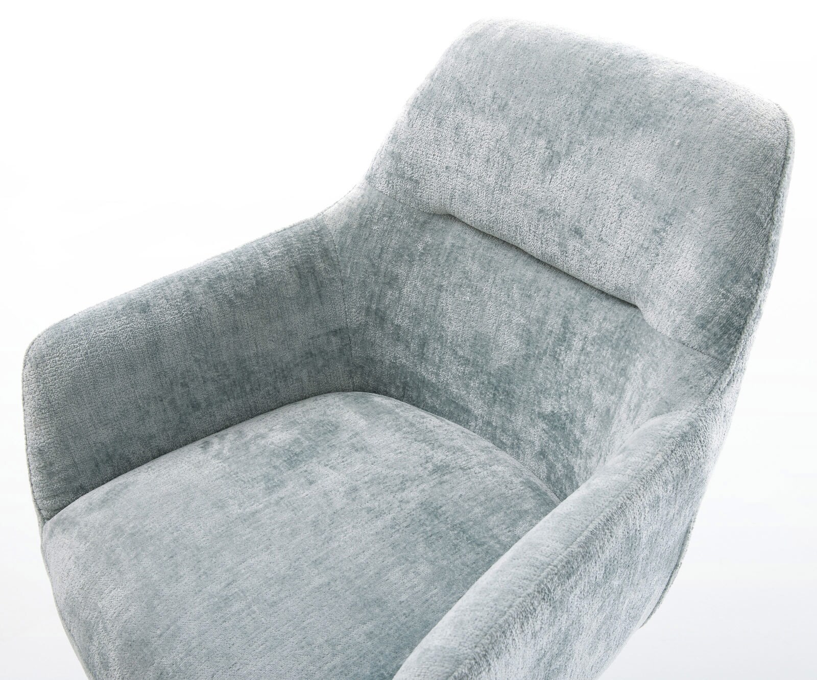 Drehstuhl Pejo-Flex Chenille Pastellblau Kreuzgestell konisch Edelstahl 180° drehbar Taschenfederkern 4